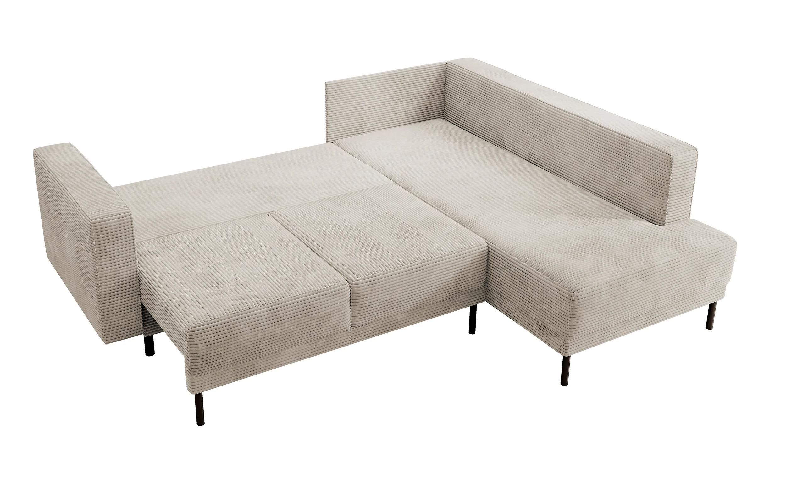 Narożnik Rodario z funkcją spania i pojemnikiem na pościel ciemnobeżowy sztruks prawostronny - Image 6