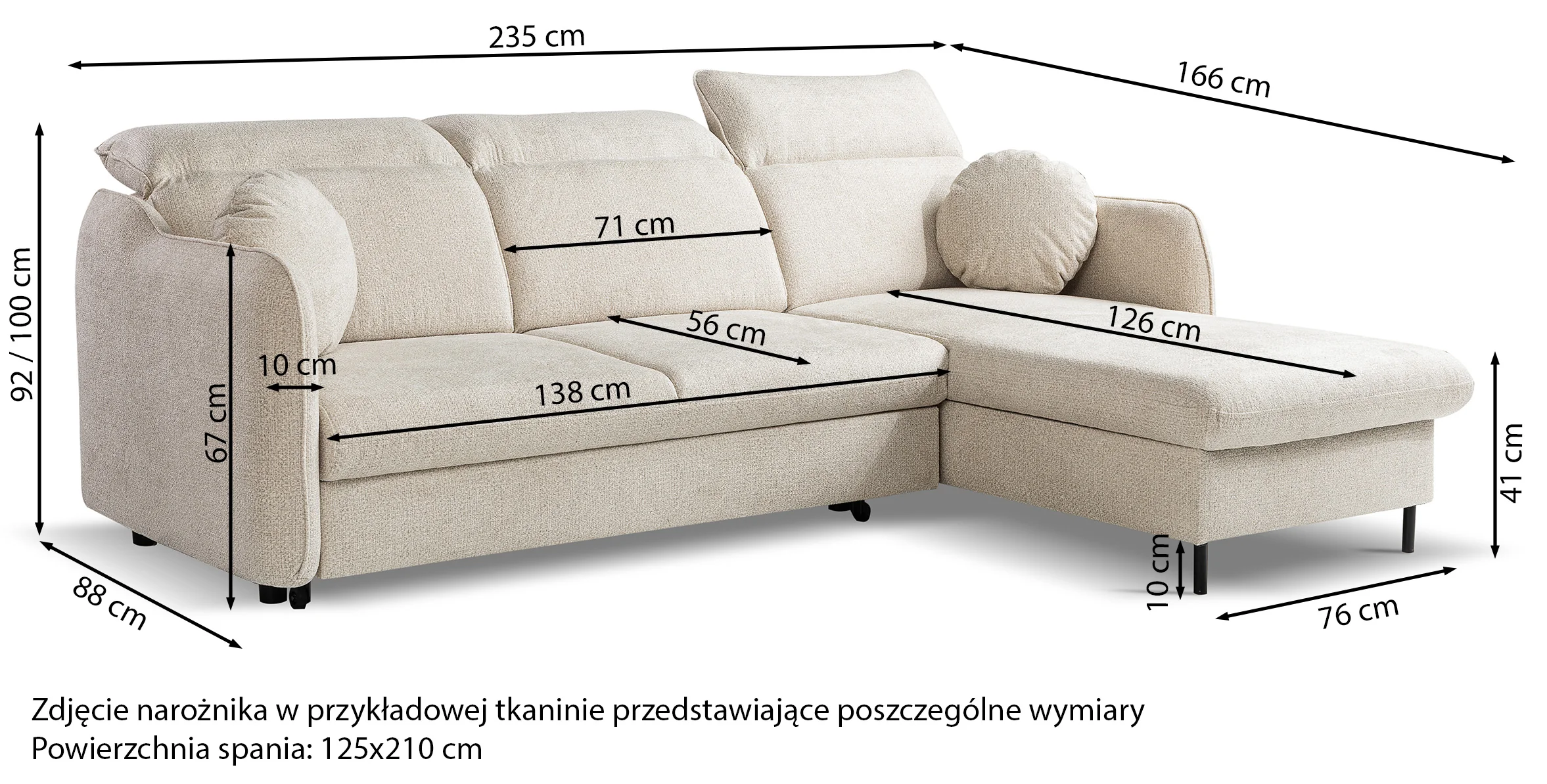 Narożnik z funkcją spania Belvo L-kształtny lewostronny z regulowanymi zagłówkami i pojemnikiem grafitowy szenil hydrofobowy łatwoczyszczący - Image 8