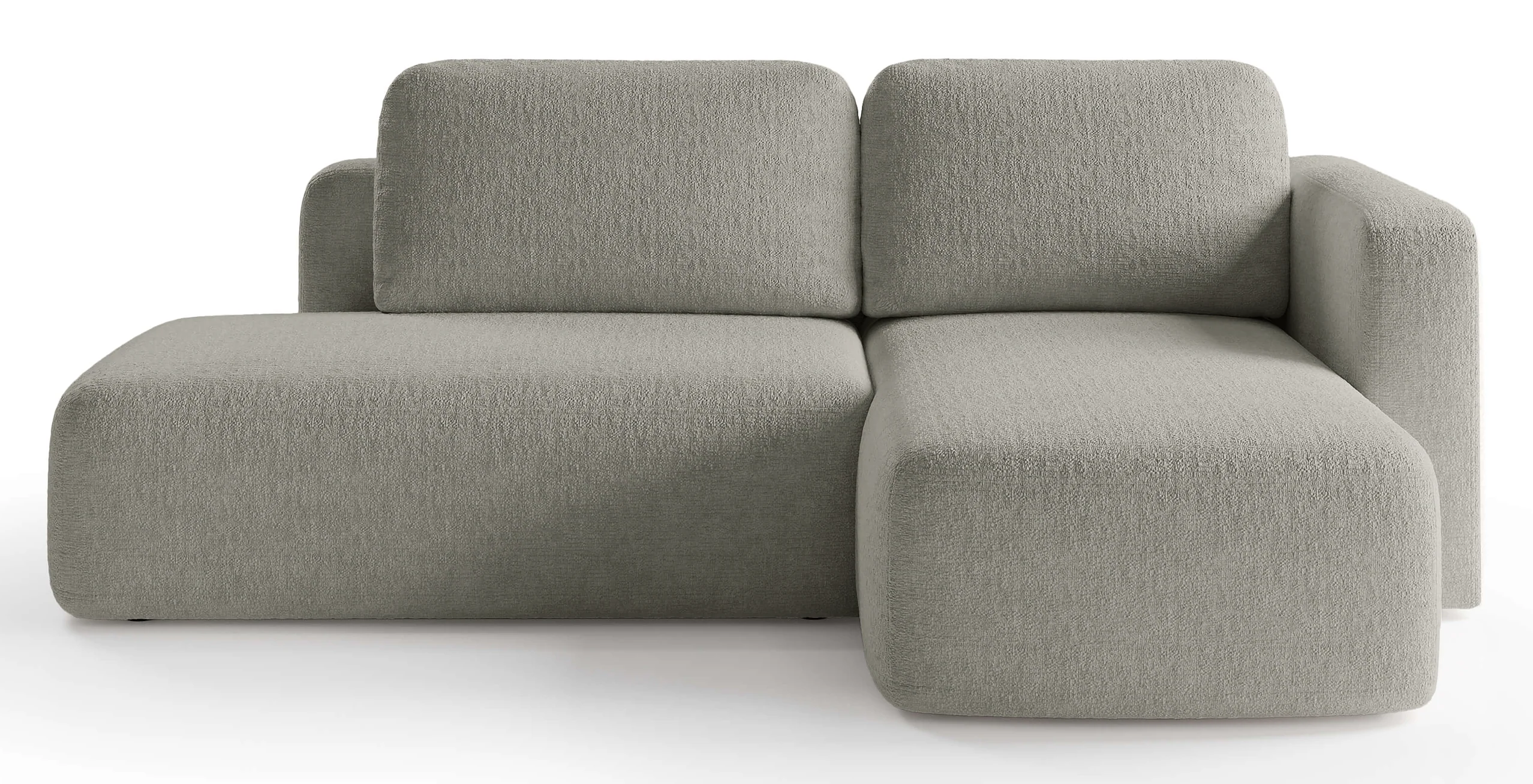 Narożnik z funkcją spania Blavio L-kształtny prawostronny z pojemnikiem jasnobrązowy szenil