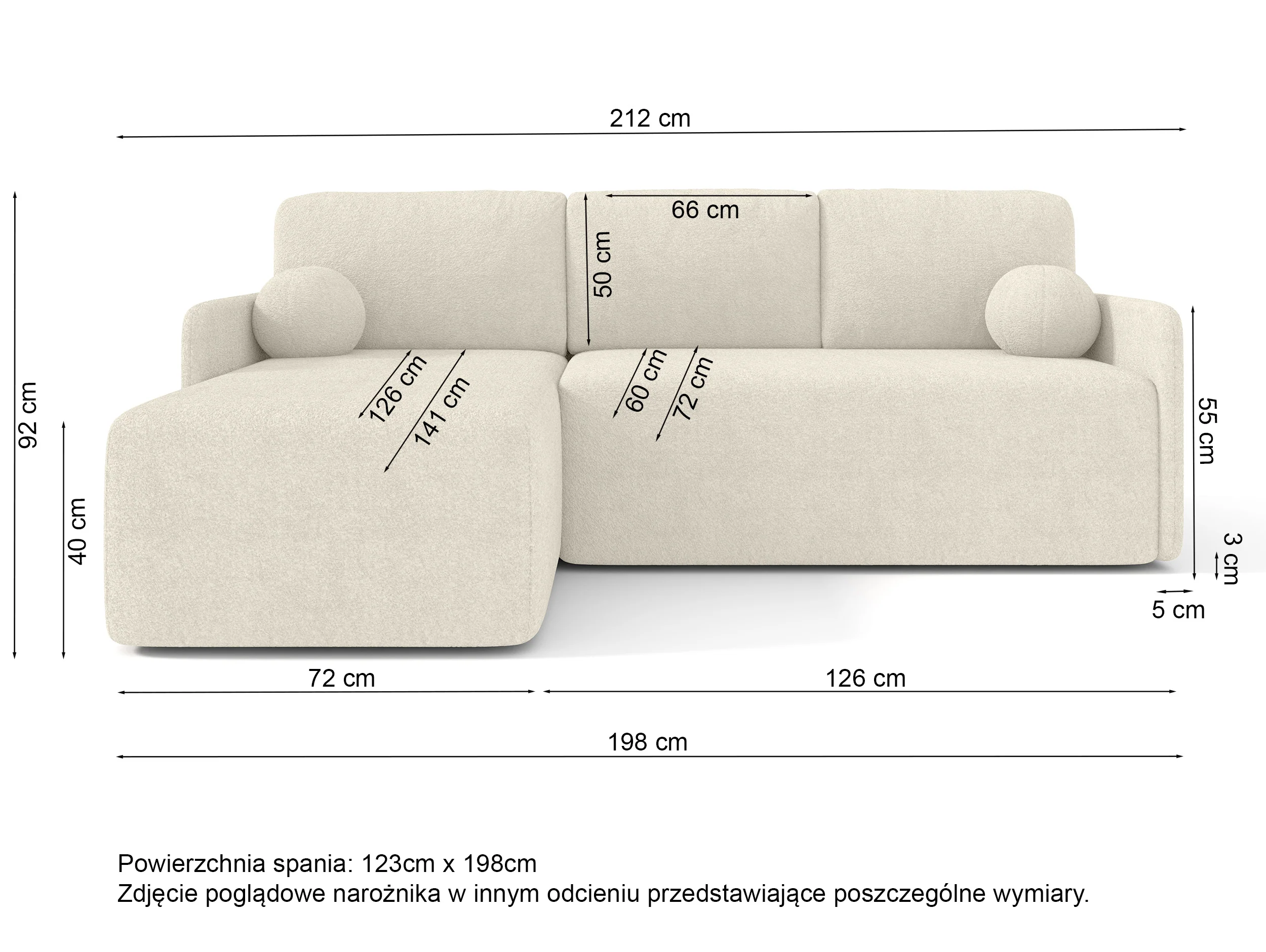 Narożnik z funkcją spania Bloom L-kształtny z pojemnikiem grafitowy boucle uniwersalny - Image 14