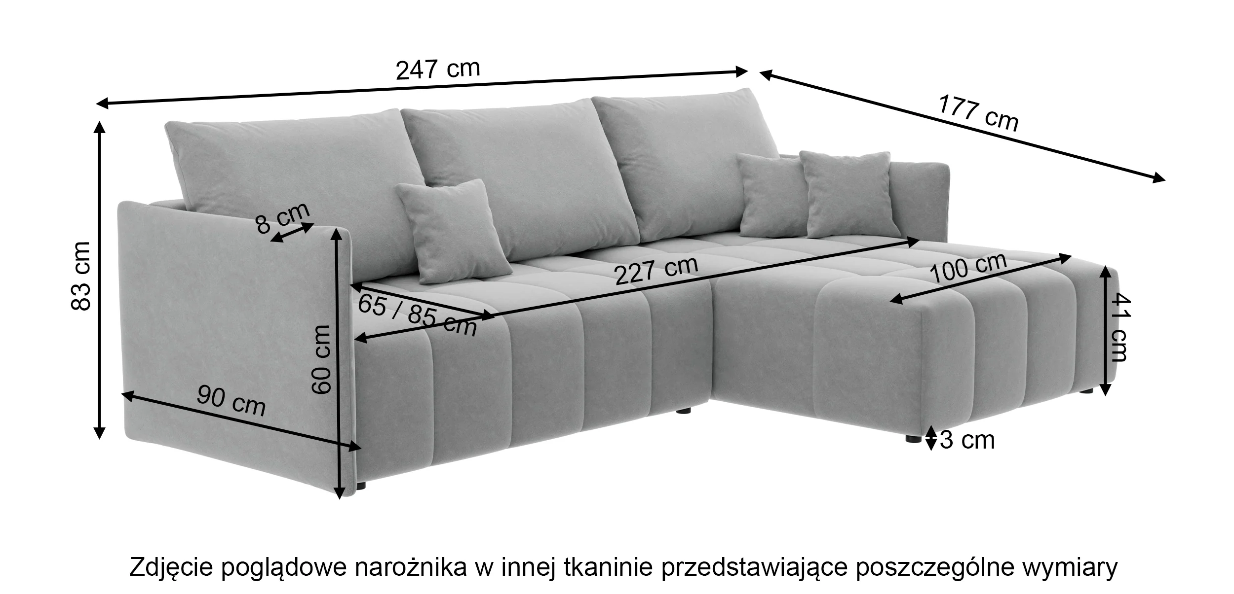 Narożnik z funkcją spania Boquete L-kształtny z pojemnikiem uniwersalny granatowy w tkaninie łatwoczyszczącej - Image 6