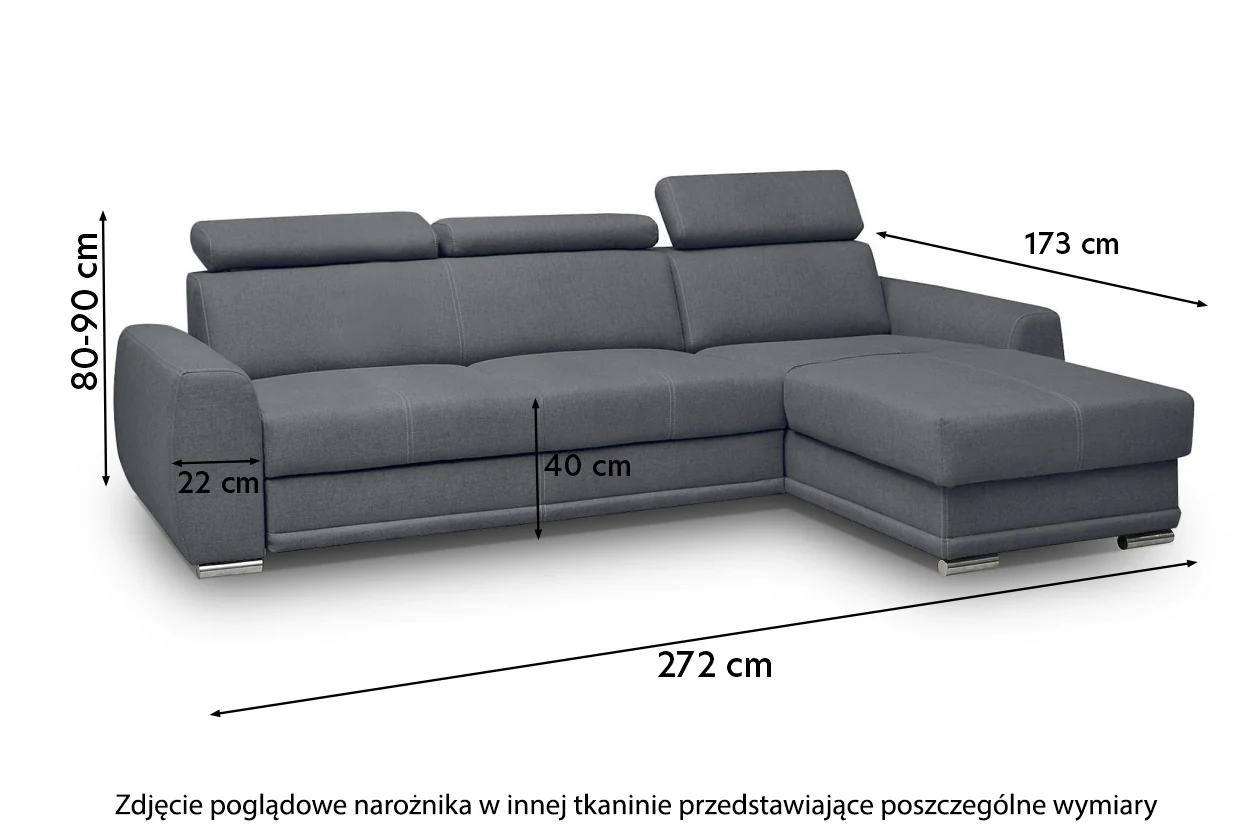 Narożnik z funkcją spania Danles L-kształtny z trzema regulowanymi zagłówkami i pojemnikiem uniwersalny turkusowy welur hydrofobowy - Image 4