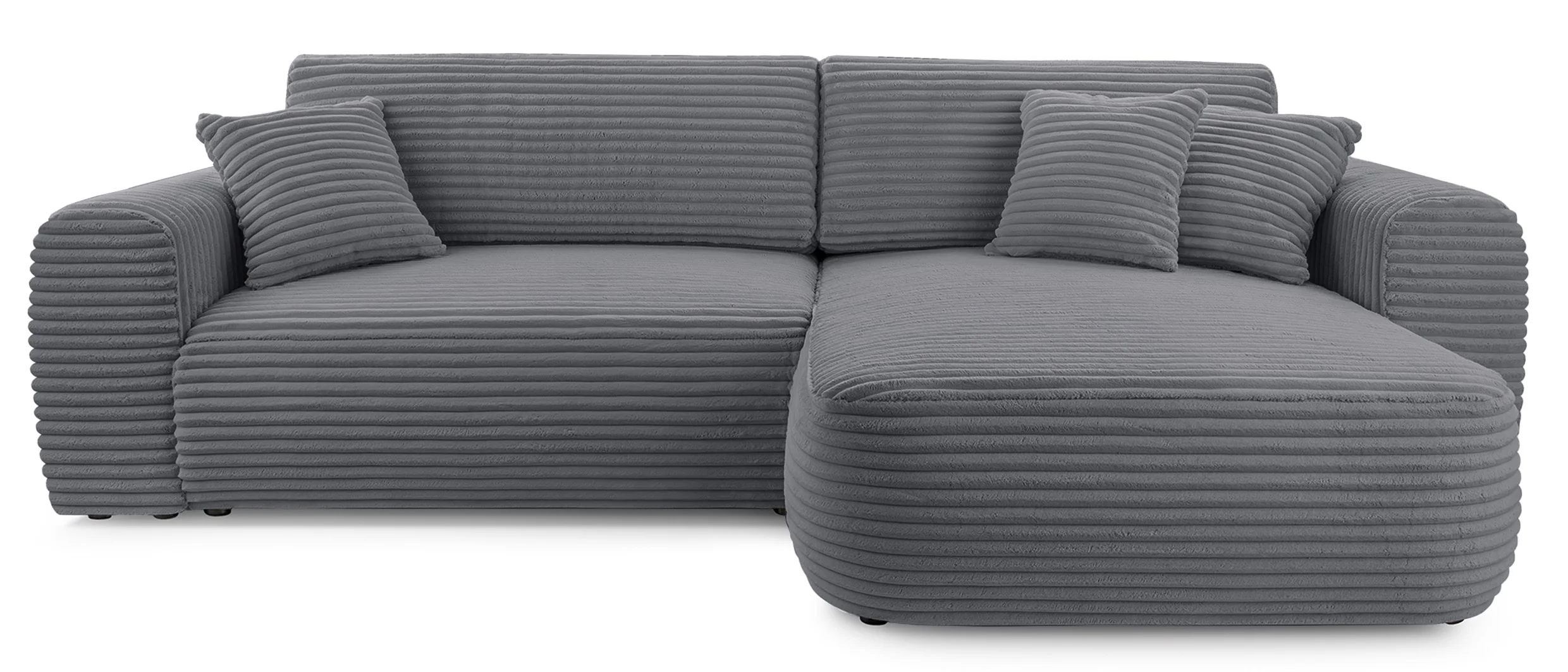 Narożnik z funkcją spania Happiello L-kształtny uniwersalny z pojemnikiem ciemnoszary sztruks
