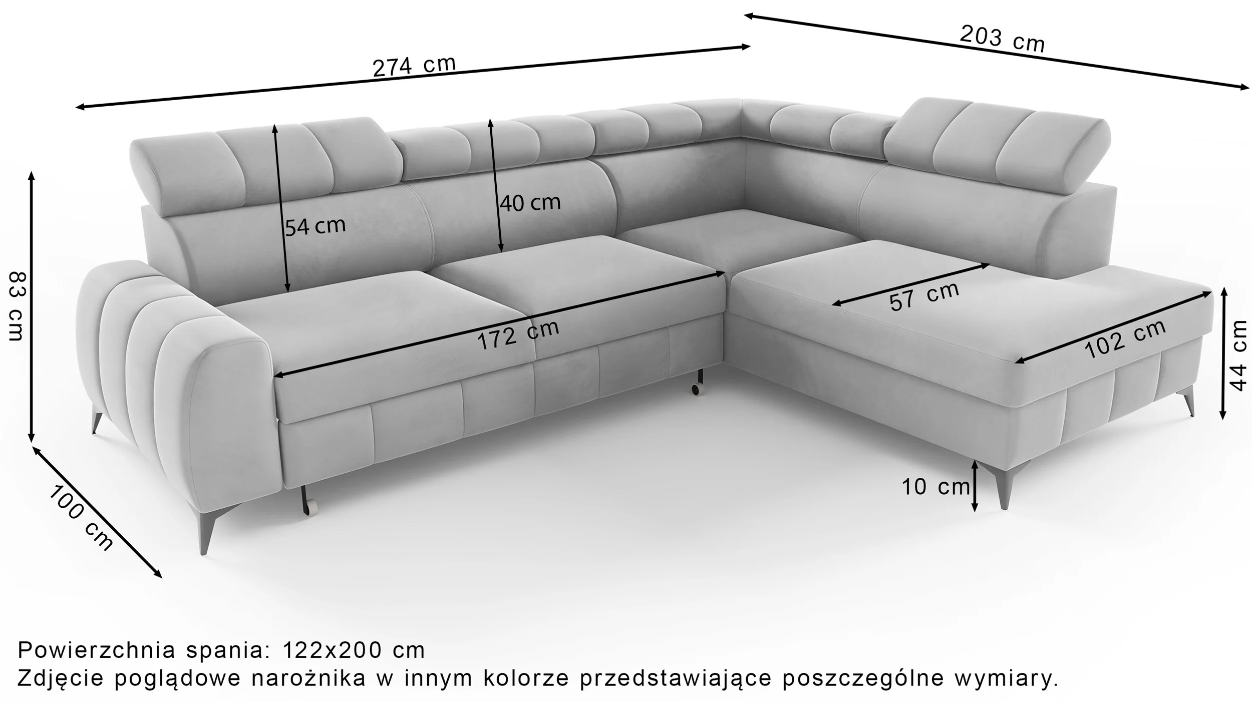 Narożnik z funkcją spania London L-kształtny lewostronny z pojemnikiem jasnobrązowy welur - Image 8