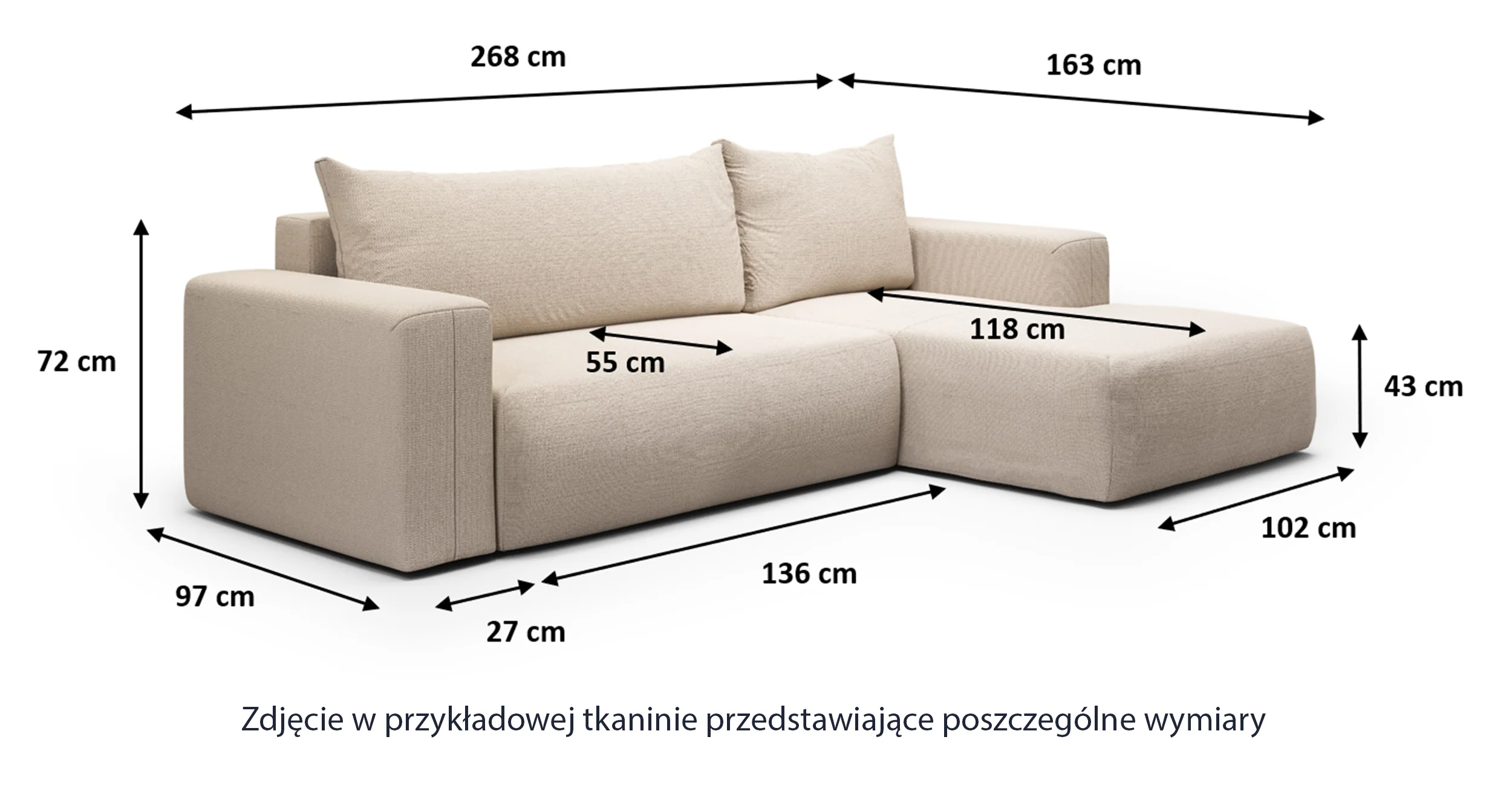 Narożnik z funkcją spania Lummi L-kształtny z pojemnikiem czarny szenil hydrofobowy prawostronny - Image 5