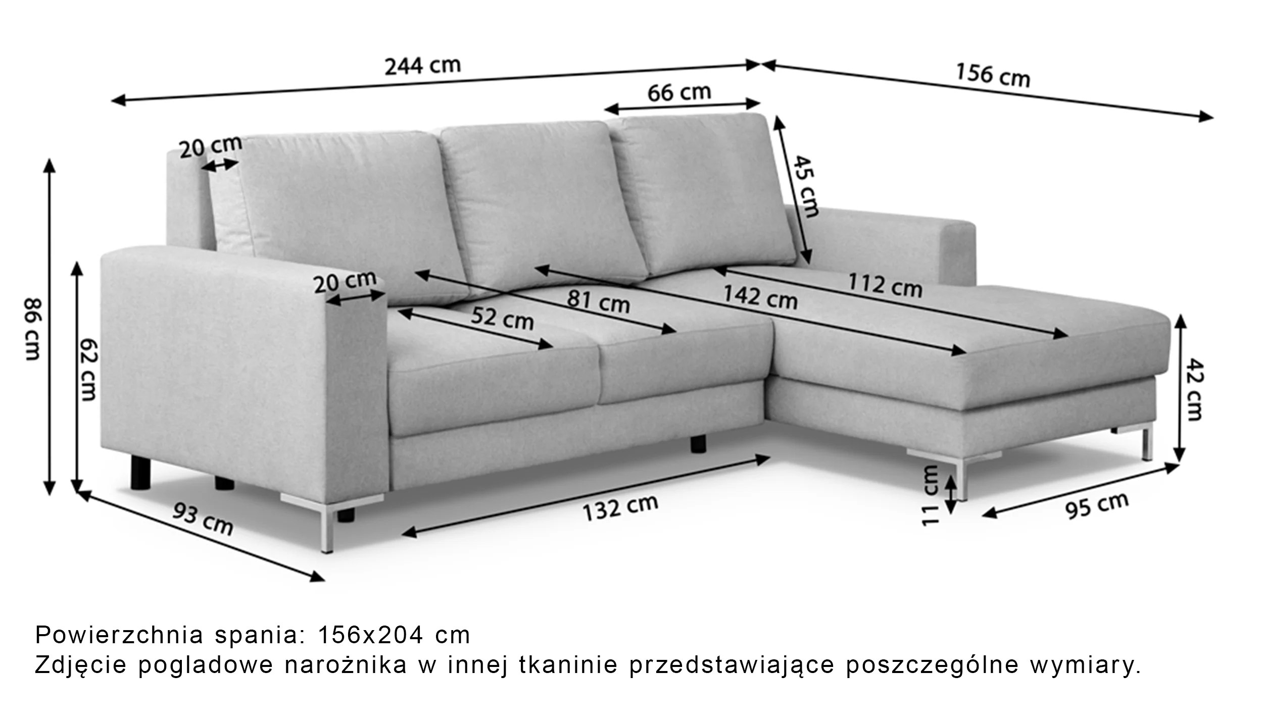 Narożnik z funkcją spania Mokpeo L-kształtny z dwoma pojemnikami na czarnych nóżkach szary szenil lewostronny - Image 7