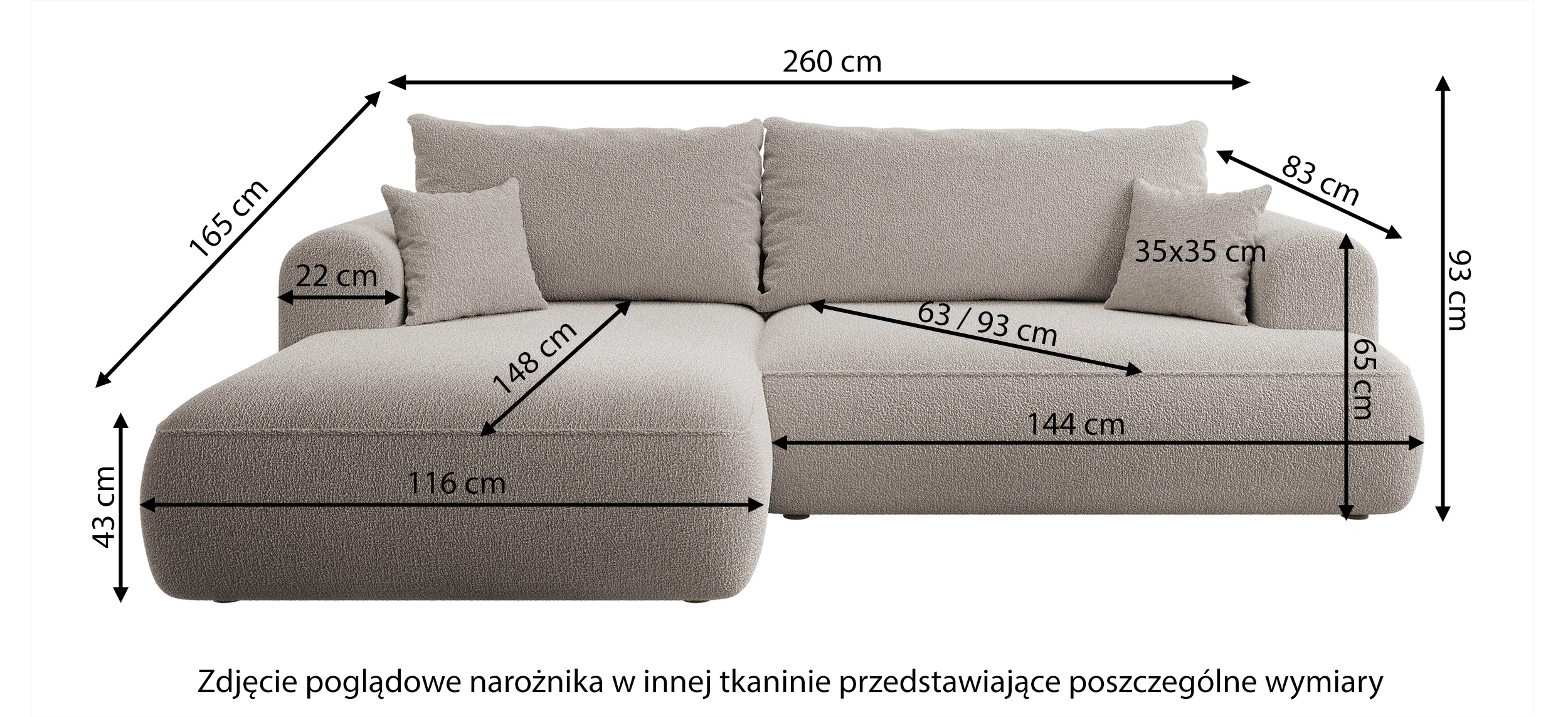 Narożnik z funkcją spania Ovo L-kształtny prawostronny z pojemnikiem jasnoszary welur łatwoczyszczący - Image 8