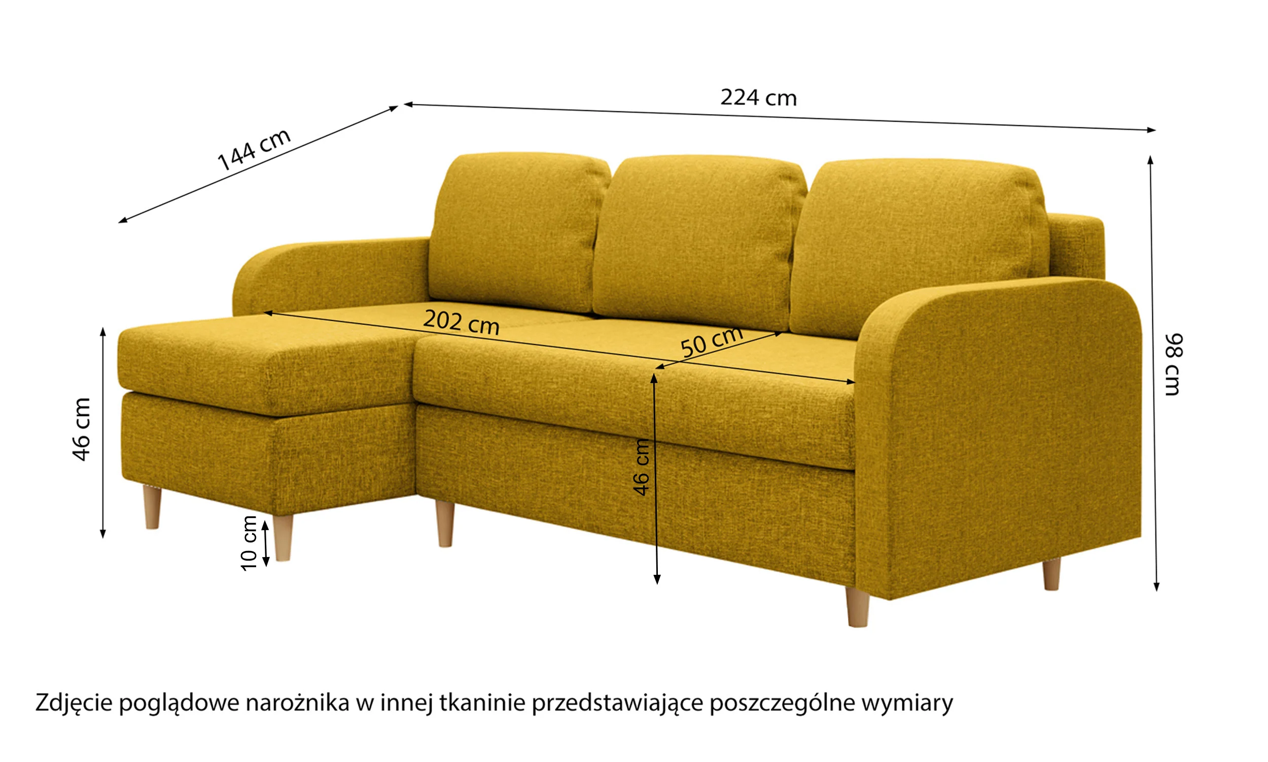 Narożnik z funkcją spania Parcully L-kształtny z pojemnikiem uniwersalny oliwkowy welur - Image 5