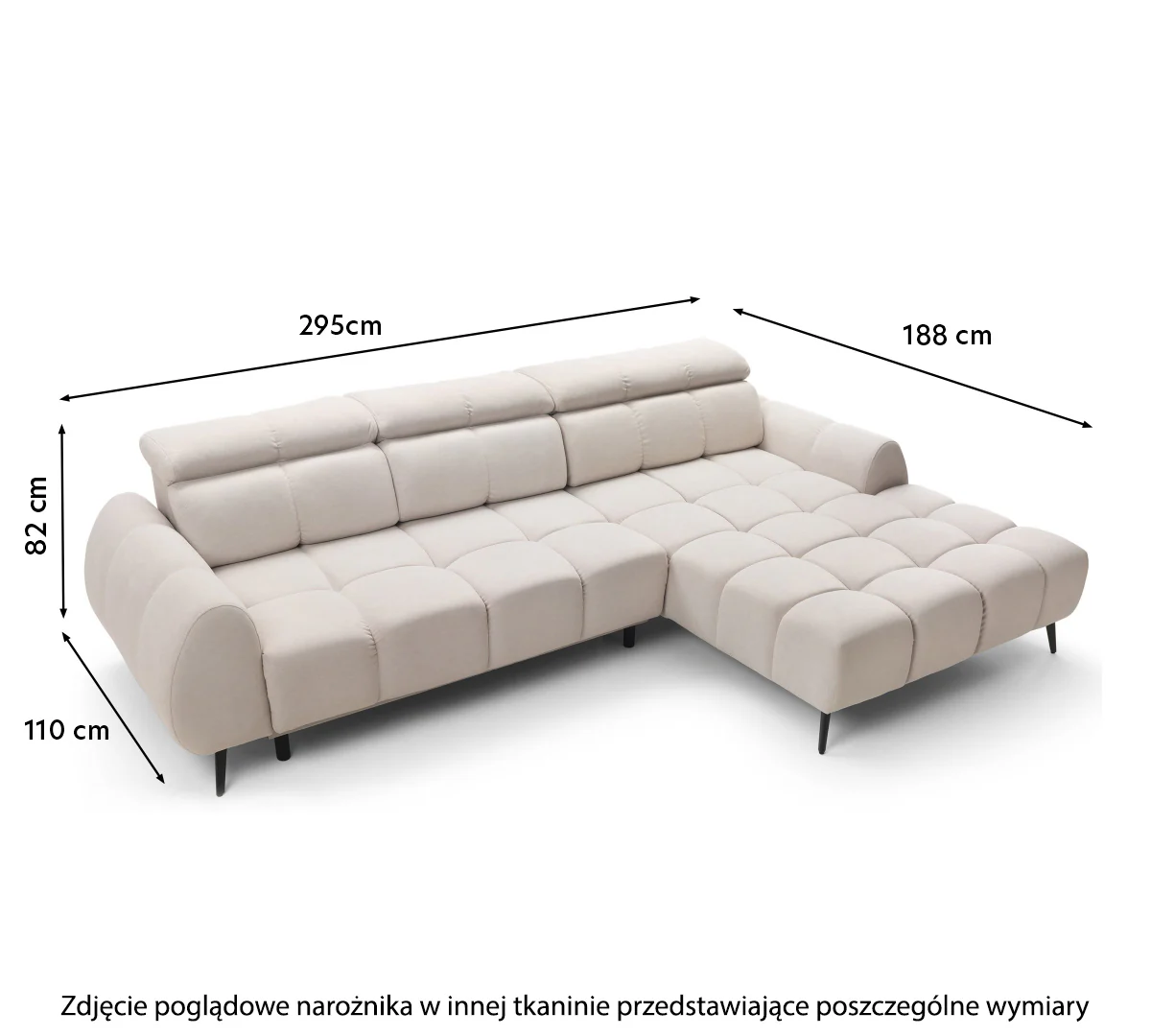 Narożnik z funkcją spania Perre L-kształtny z elektrycznie wysuwanym siedziskiem i regulowanym zagłówkiem oliwkowy velvet łatwoczyszczący prawostronny - Image 7