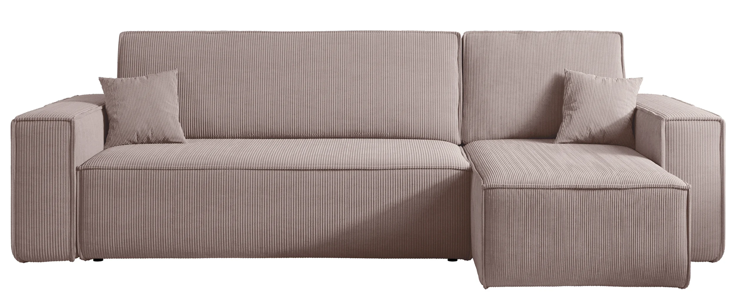 Narożnik z funkcją spania Scarlo L-kształtny z pojemnikiem uniwersalny beżowy sztruks