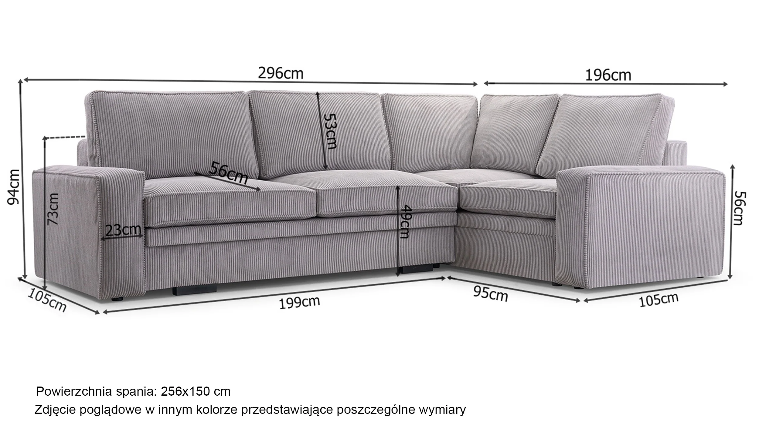 Narożnik z funkcją spania Toledo prawostronny z pojemnikiem ciemnobeżowy sztruks - Image 9