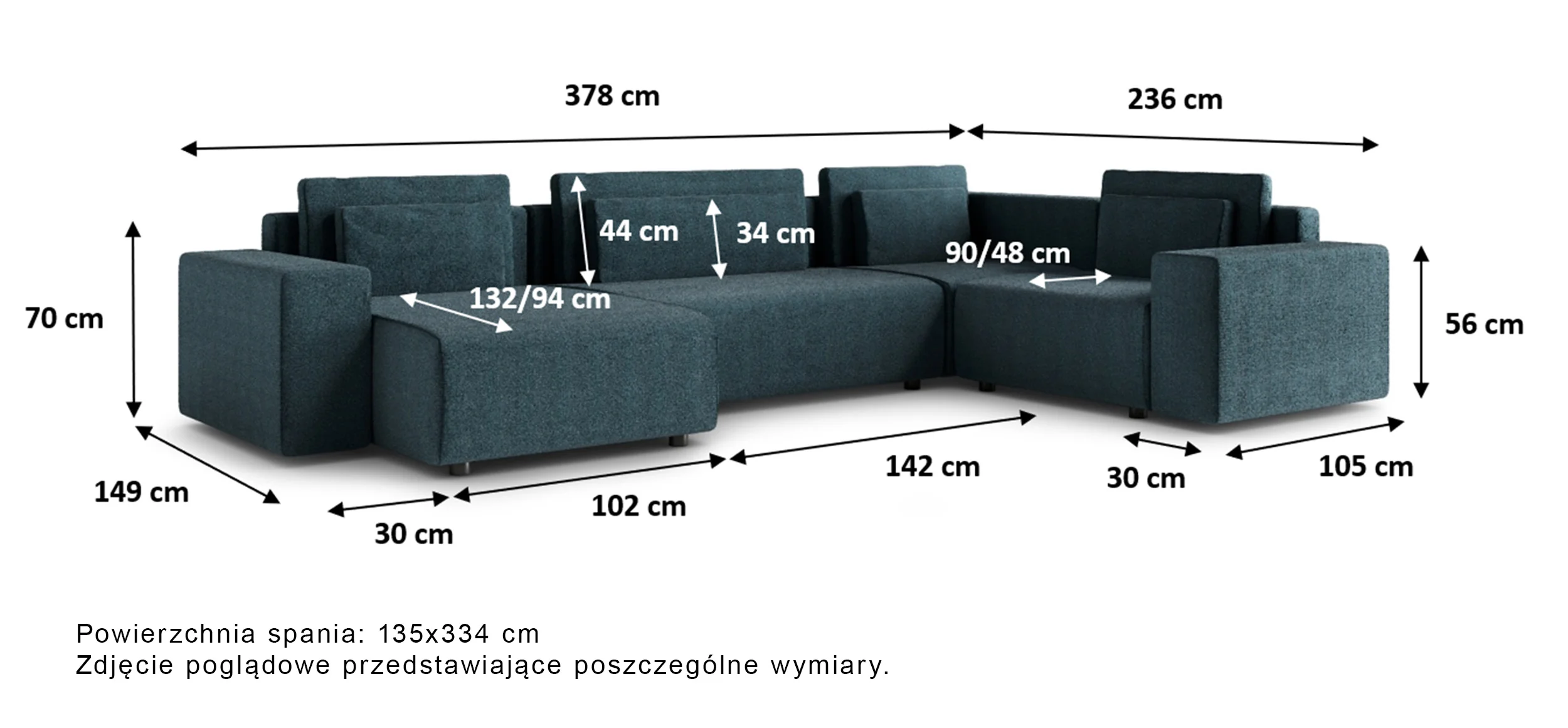 Narożnik z funkcją spania Vesna U-kształtny prawostronny z pojemnikiem jasnoszary plecionka - Image 5