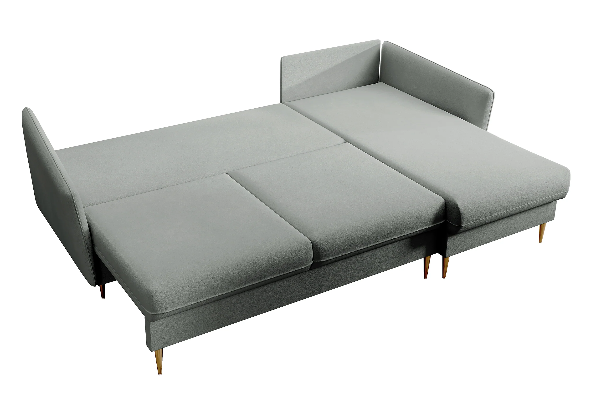 Narożnik z funkcją spania Volio szary velvet hydrofobowy nogi złote - Image 6