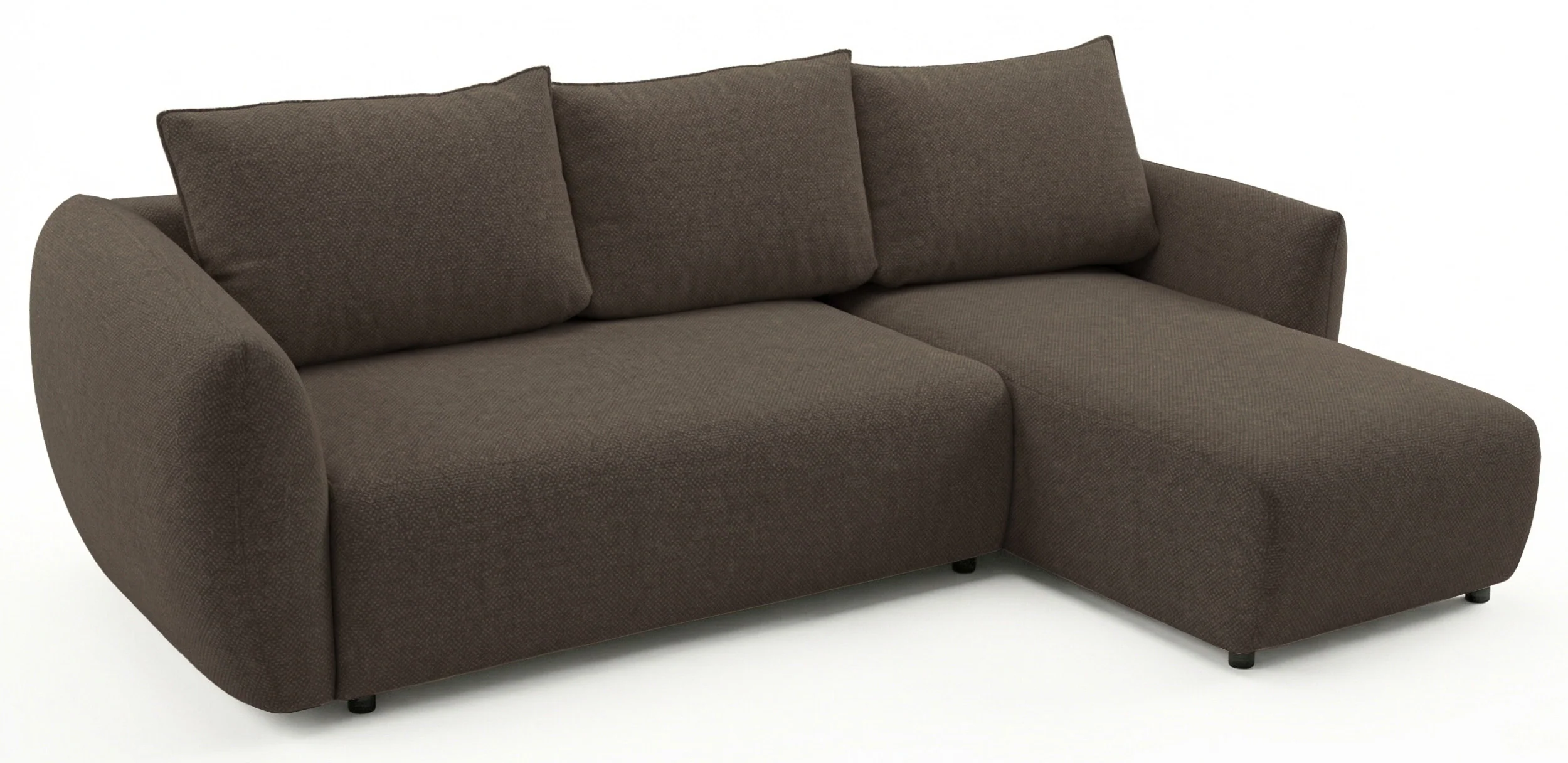 Narożnik z funkcją spania Zordo L-kształtny prawostronny z dwoma pojemnikami brązowy szenil - Image 6