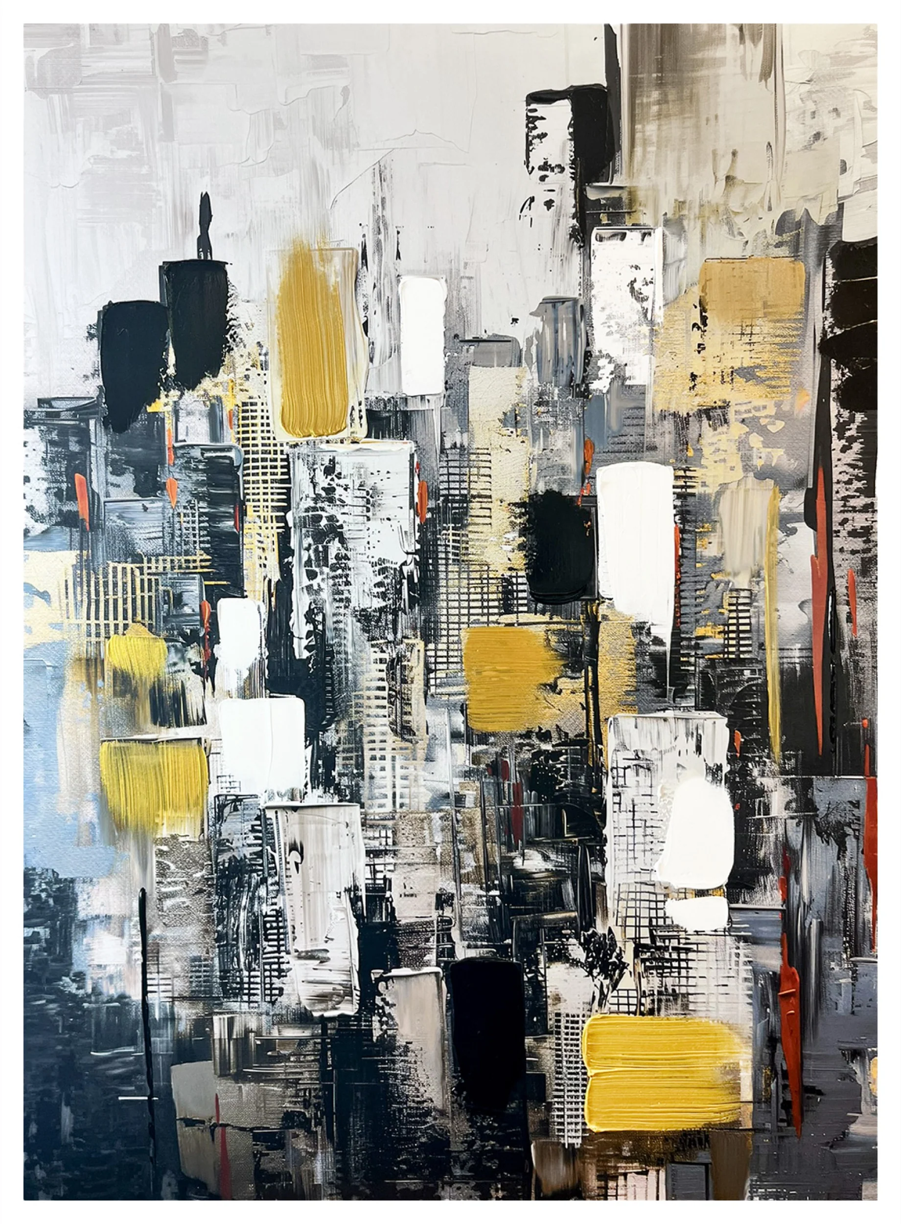 Obraz z ręcznie malowanymi elementami Cityscape 100x70 cm