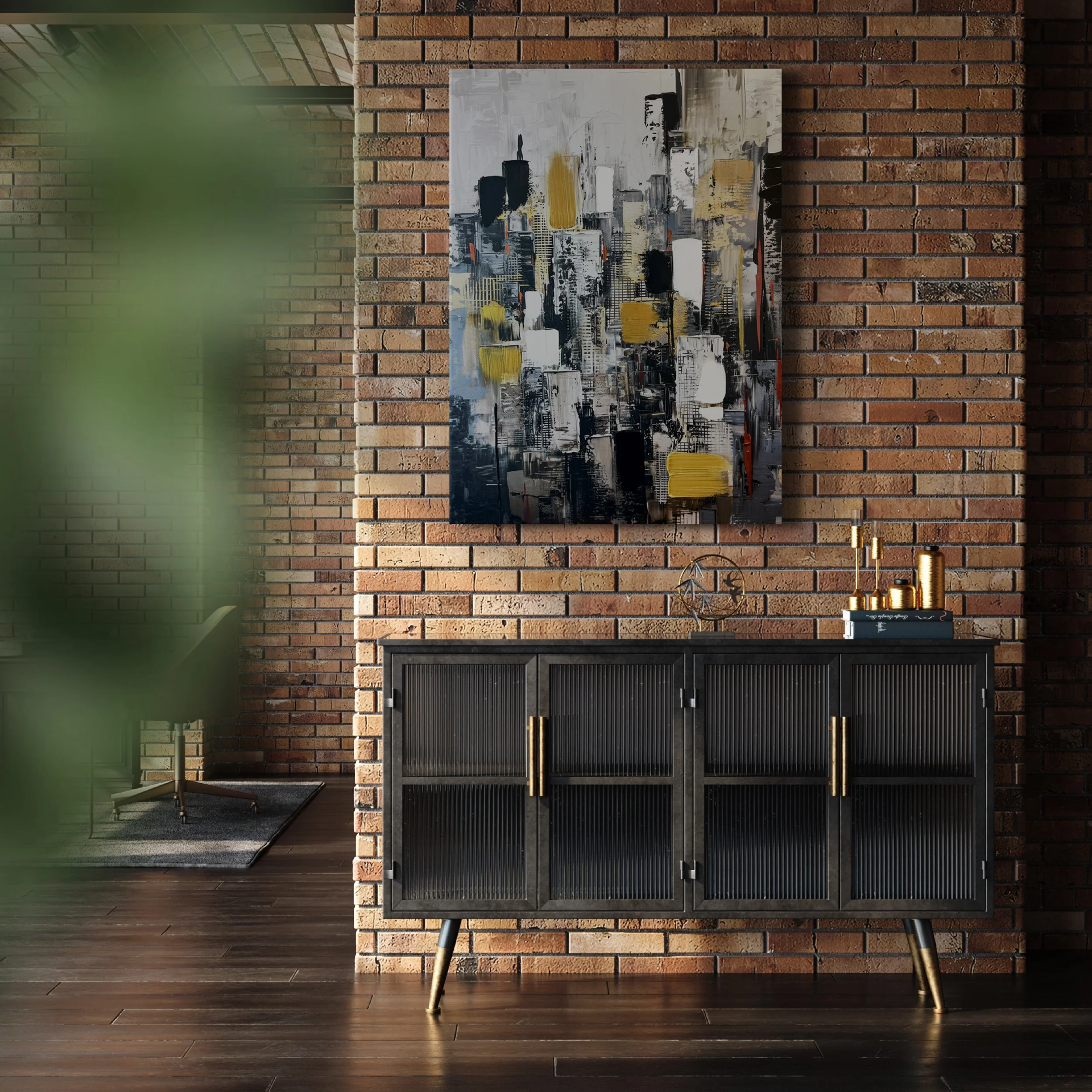 Obraz z ręcznie malowanymi elementami Cityscape 100x70 cm - Image 3