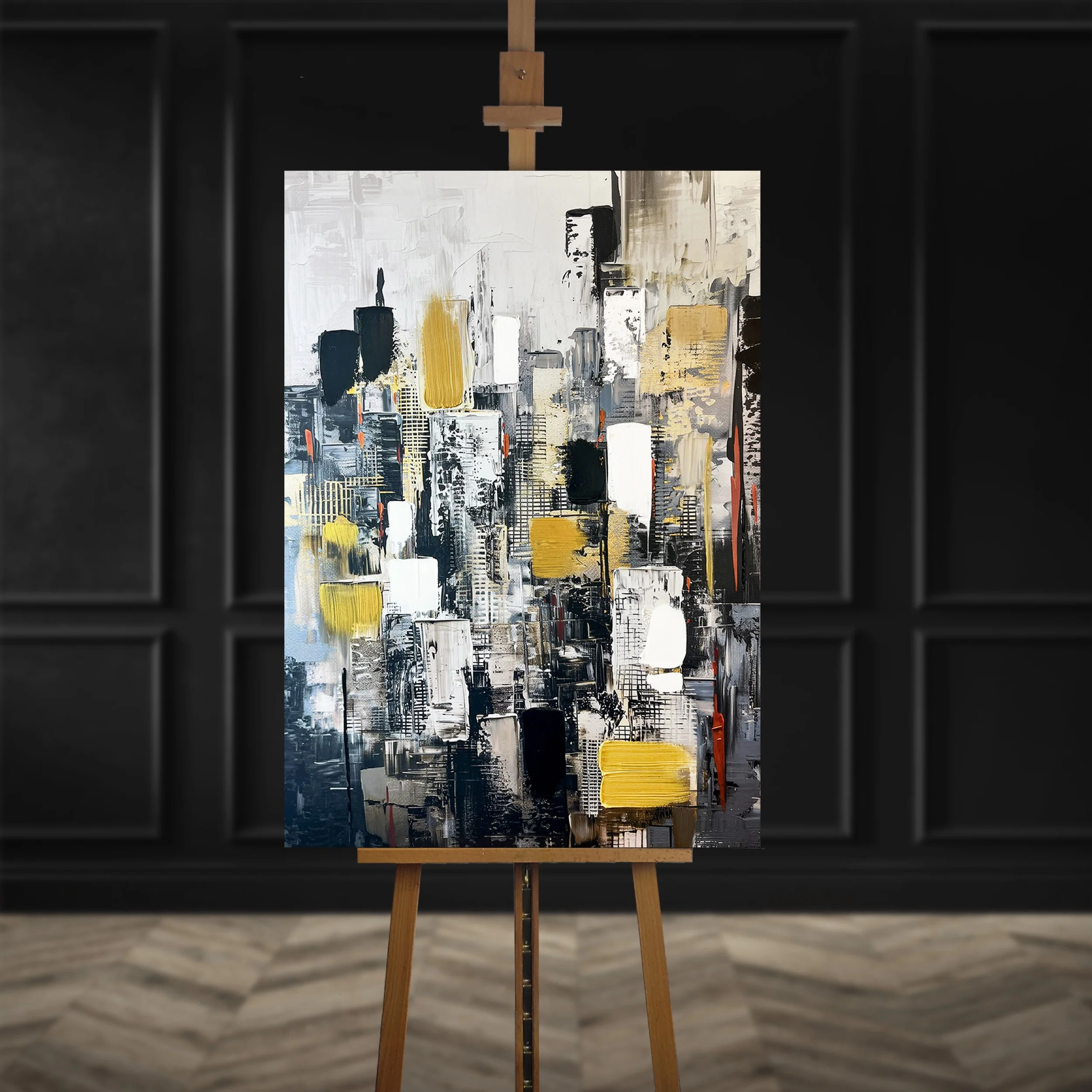 Obraz z ręcznie malowanymi elementami Cityscape 100x70 cm - Image 4