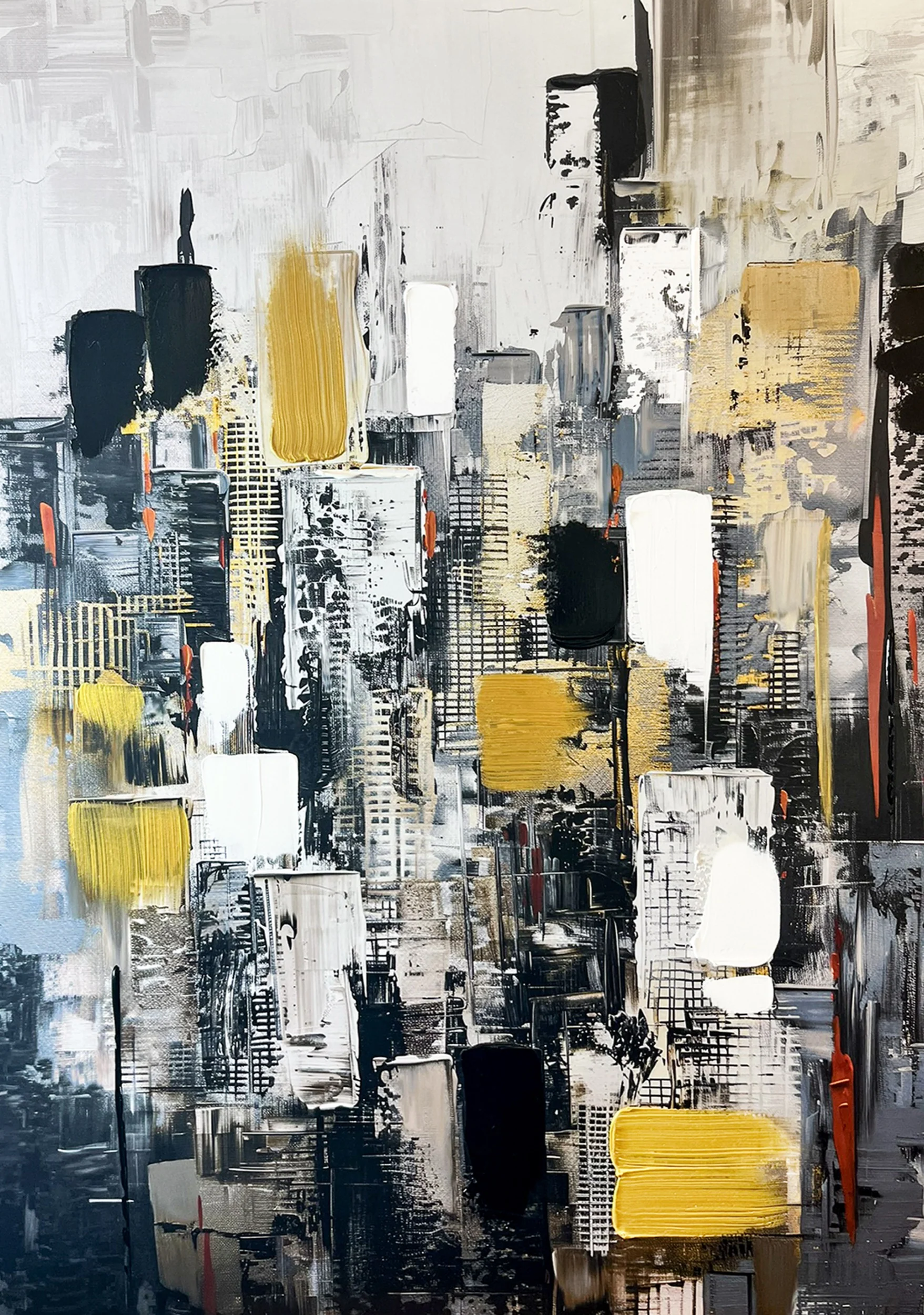 Obraz z ręcznie malowanymi elementami Cityscape 100x70 cm - Image 9
