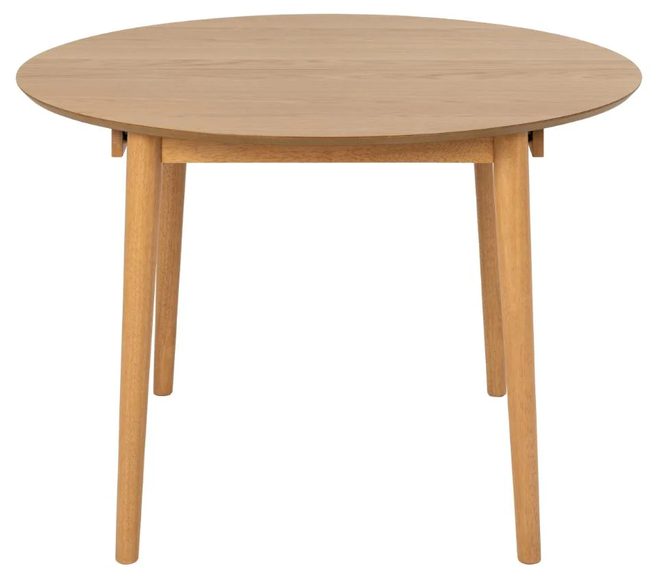 Okrągły stół do jadalni Elisma rozkładany dąb na drewnianych nogach 115-154 cm - Image 2
