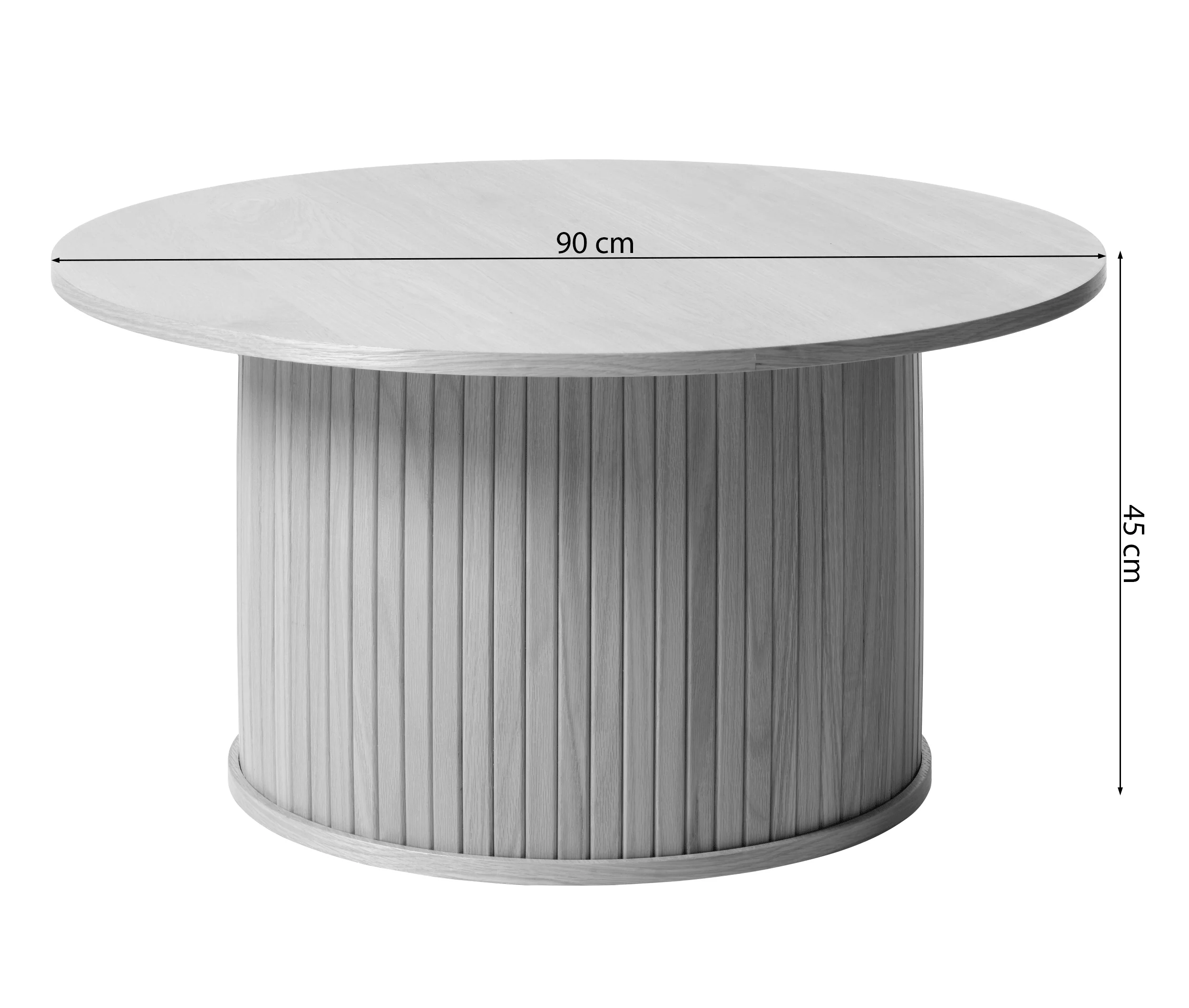 Okrągły stolik drewniany Gativel 90 cm z okrągłą podstawą lamele dąb palony - Image 8