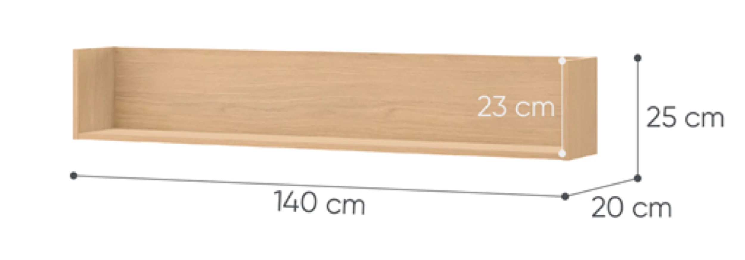 Półka młodzieżowa ścienna Woow 140 cm dąb vincenza bielona - Image 4