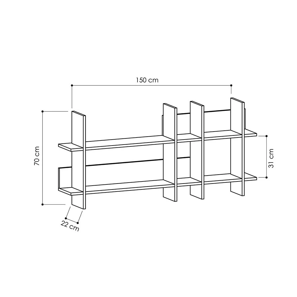 Półka na ścianę Benode dwupoziomowa biała 150 cm - Image 3