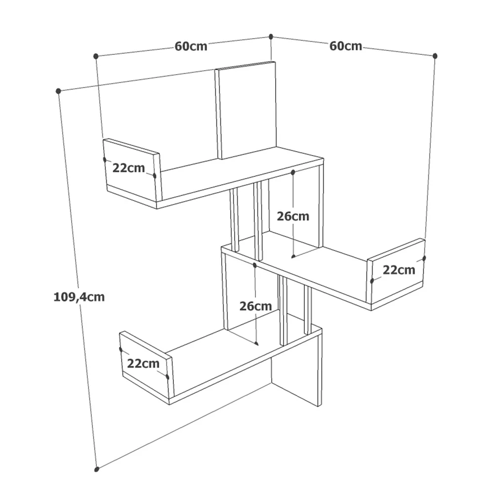 Półka narożna Vigge 60 cm sosna atlantycka - Image 3