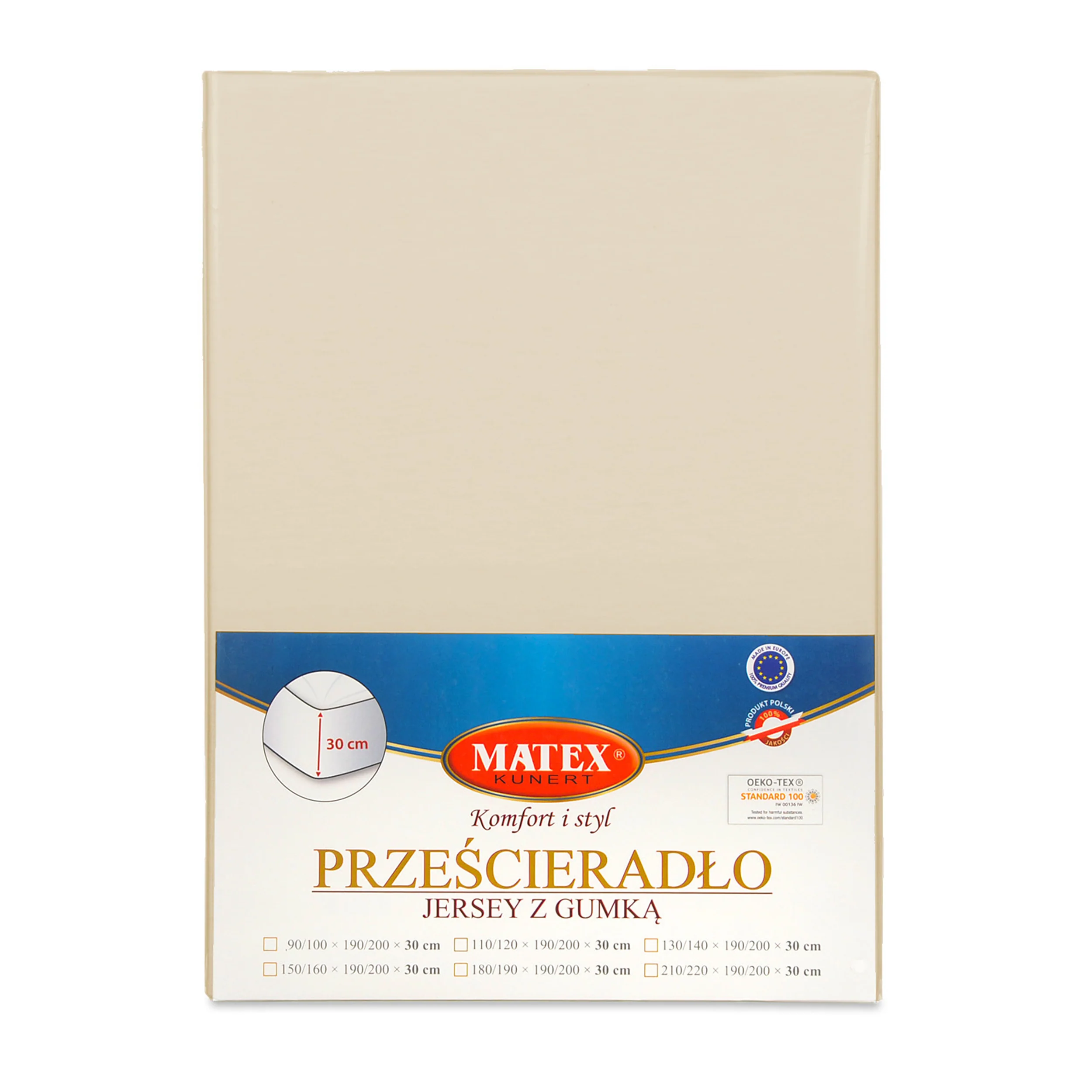 Prześcieradło jersey Herrent z gumą na materac 180x200 cm kremowe - Image 9