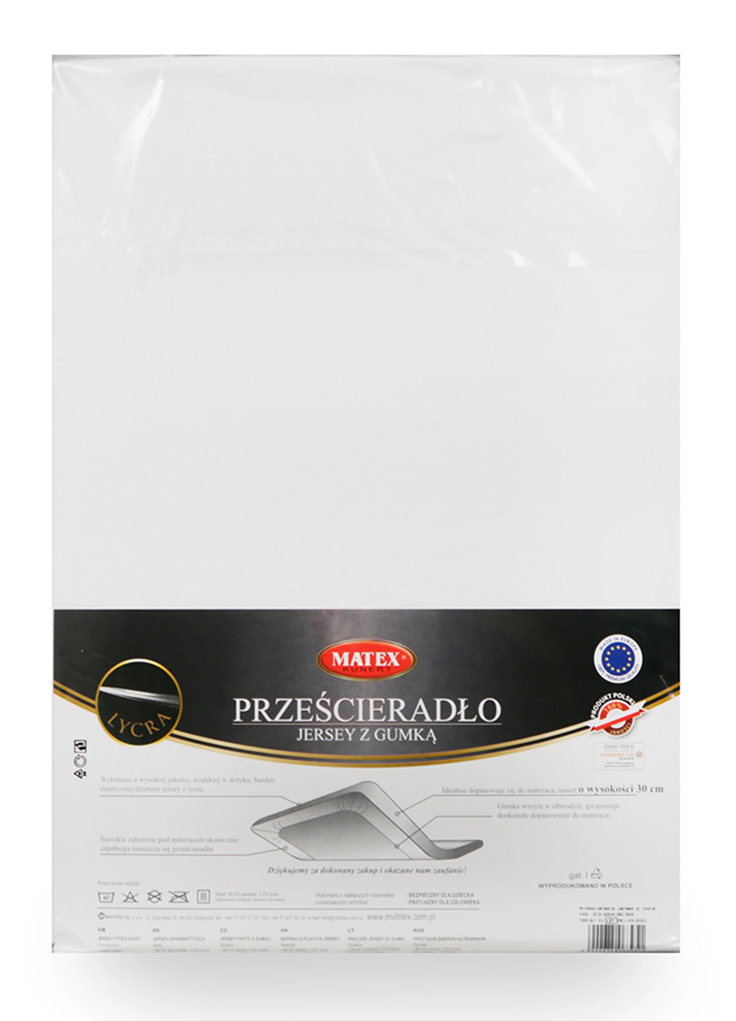Prześcieradło jersey z lycrą Herrent z gumą na materac 200x180 cm białe - Image 8