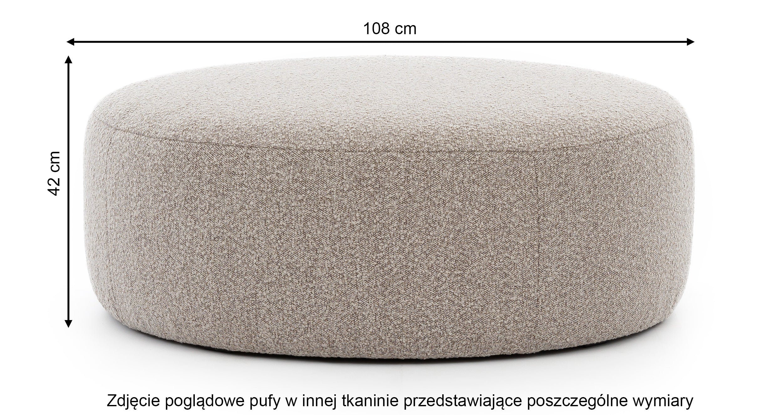 Pufa Castellina okrągła 108 cm ciemnoszara w tkaninie boucle - Image 3