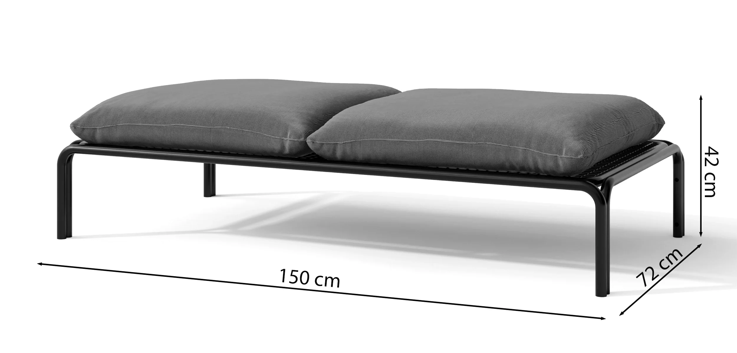 Pufa ogrodowa Worcully 150x72 cm w tkaninie hydrofobowej beżowa/ czarny stelaż - Image 2