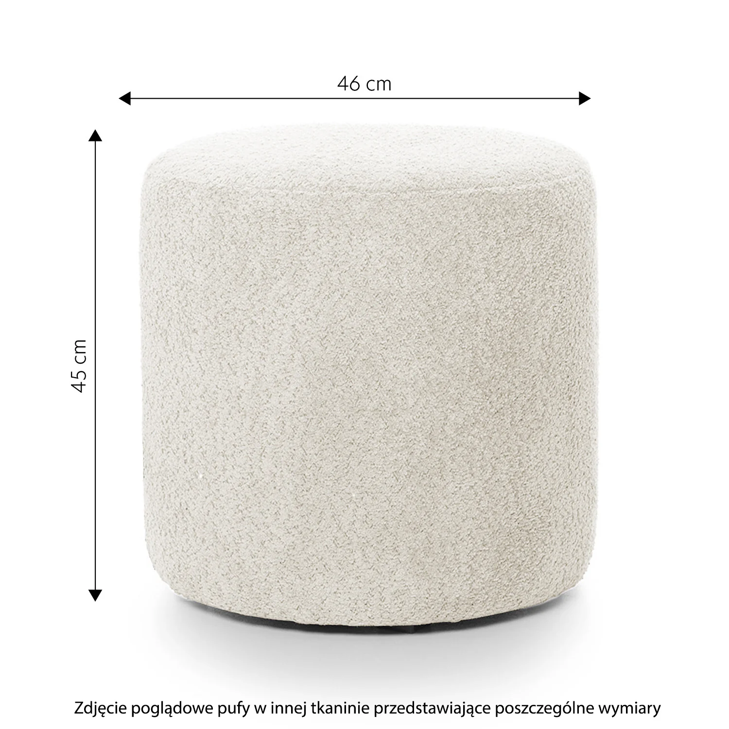 Pufa okrągła Seppio 45 cm szarobrązowa w tkaninie boucle - Image 4