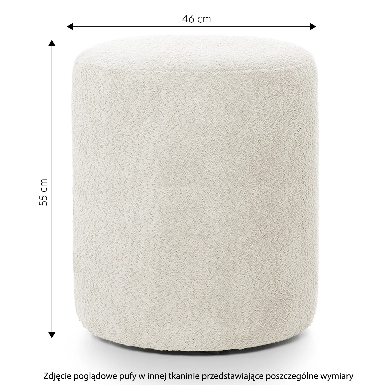 Pufa okrągła Seppio 55 cm szarobrązowa w tkaninie boucle - Image 4