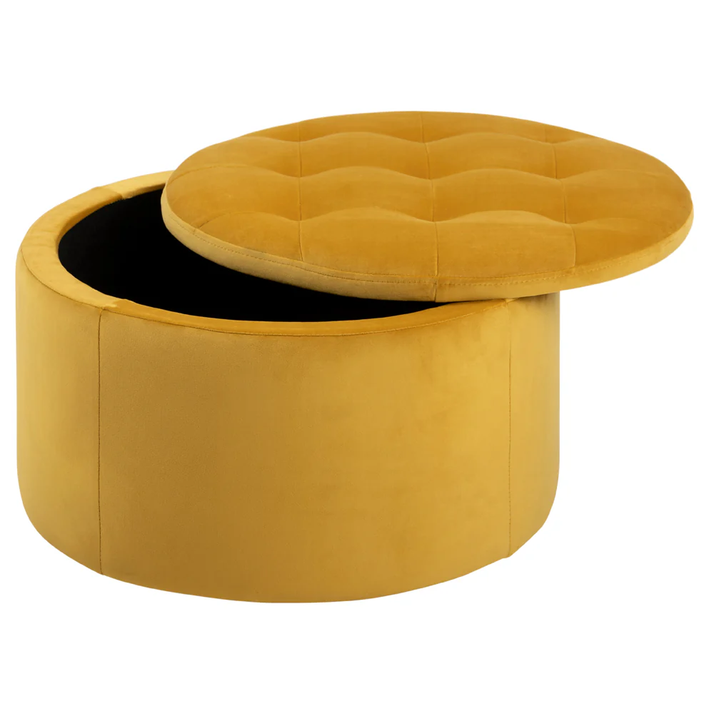 Pufa Retina pikowana żółty welur - Image 3