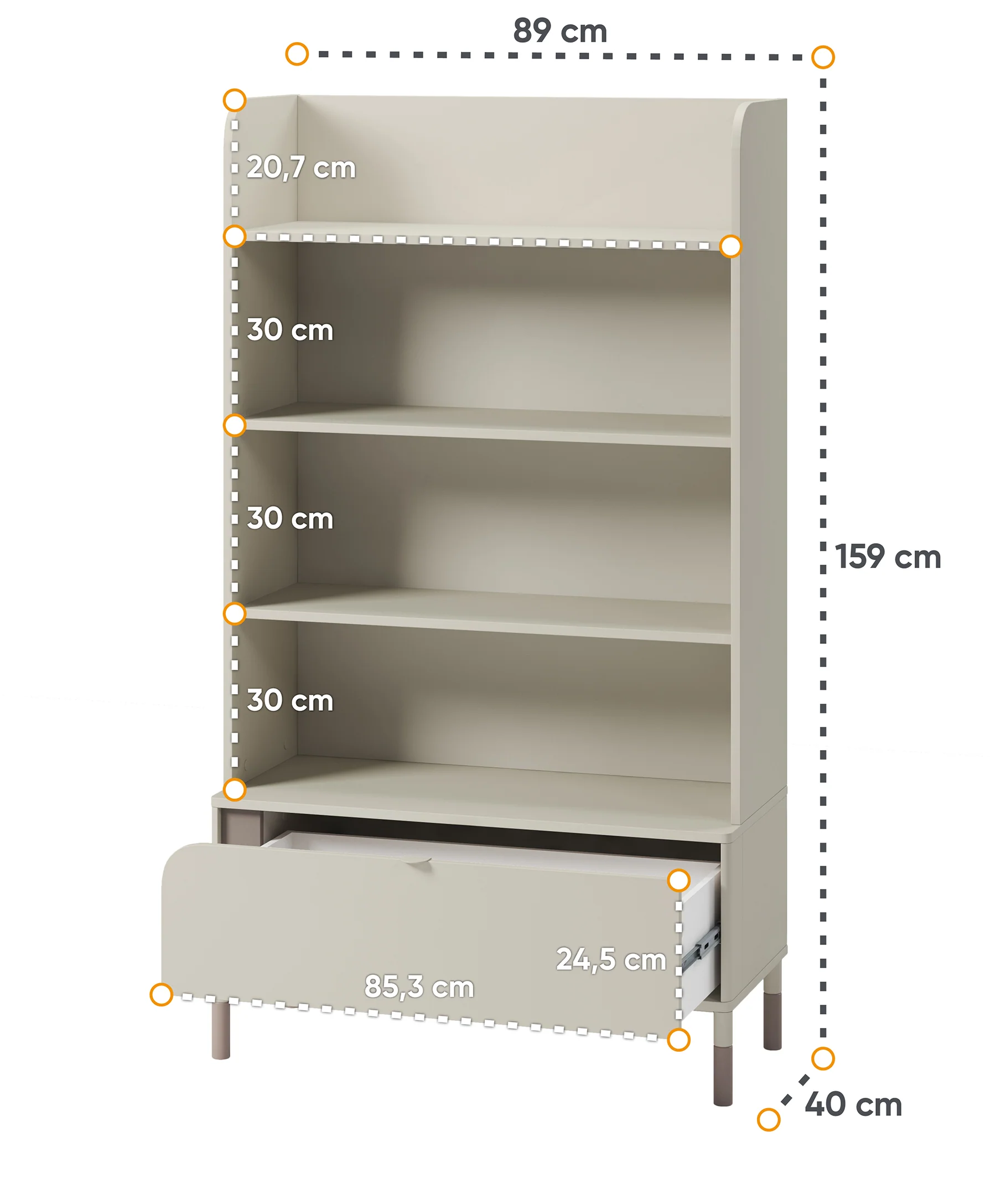 Regał Harmony z szufladą 89 cm kaszmir - Image 8