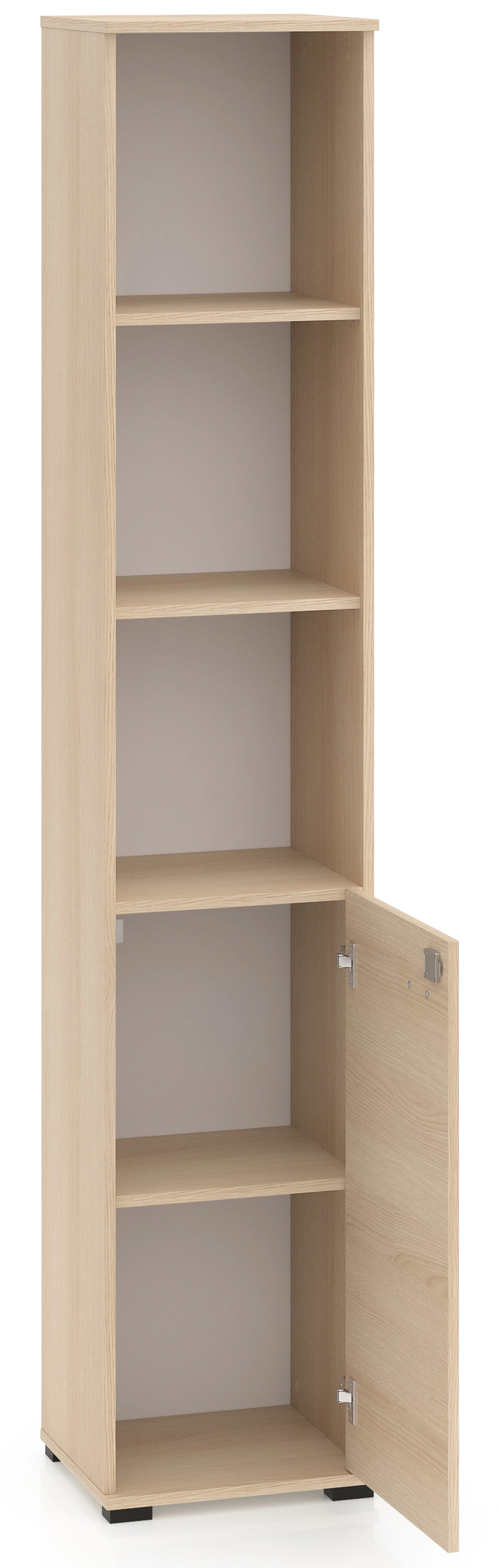 Regał jednodrzwiowy Odelis z trzema otwartymi półkami 39 cm dąb lindberg - Image 3