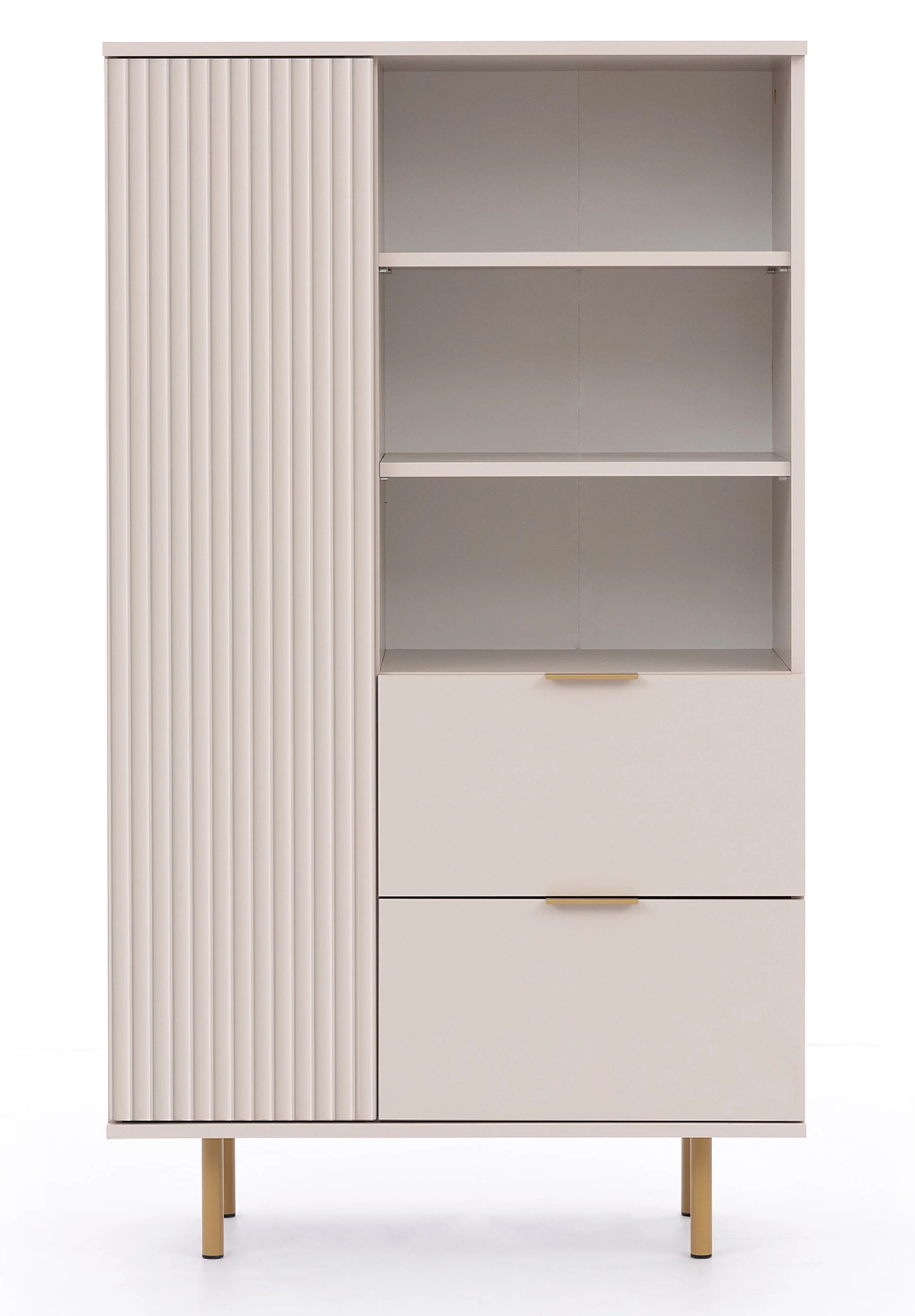 Regał Klazby 80 cm jednodrzwiowy z dwiema szufladami kaszmir lamele - Image 3