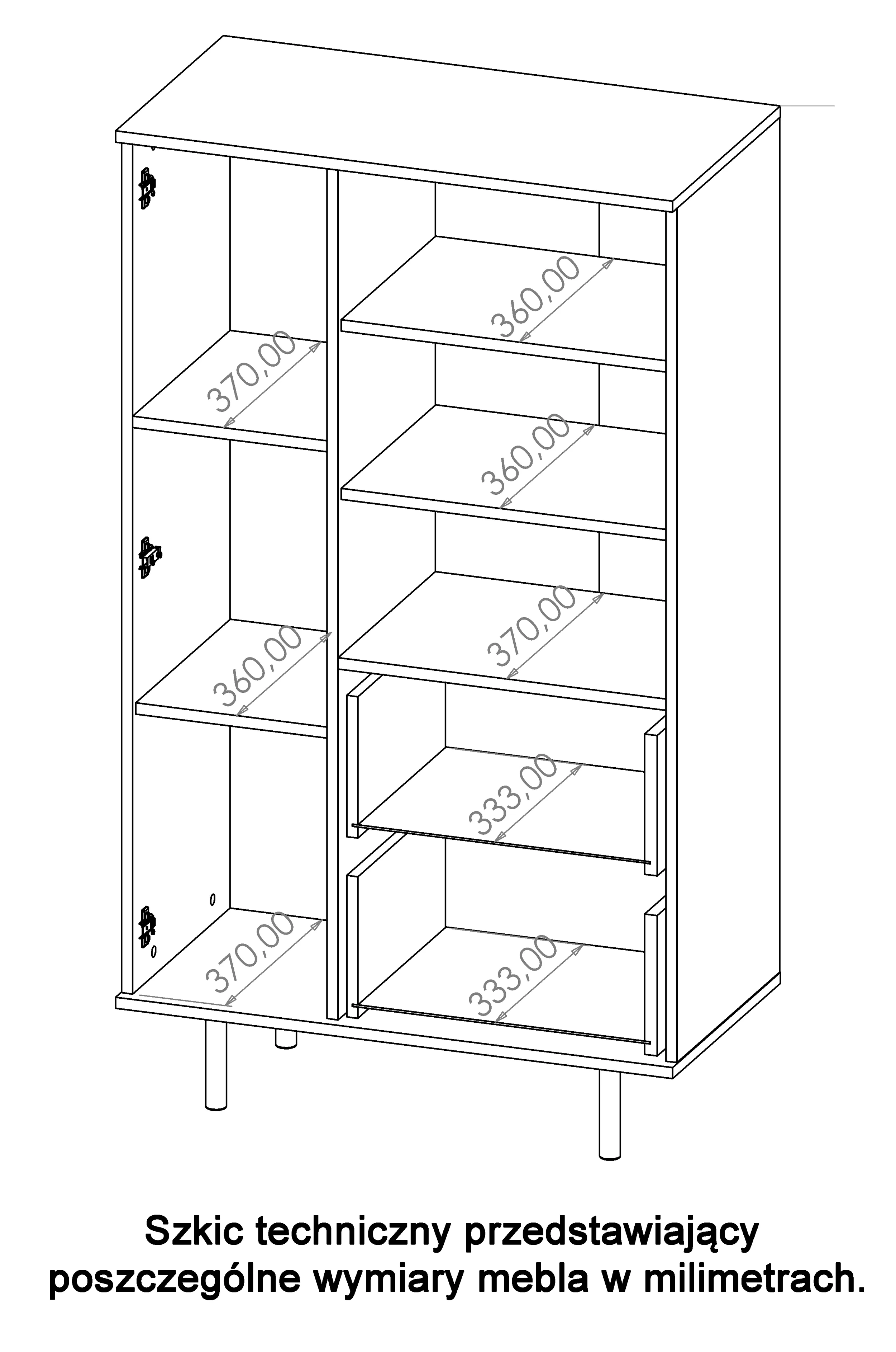 Regał Klazby 80 cm jednodrzwiowy z dwiema szufladami kaszmir lamele - Image 7