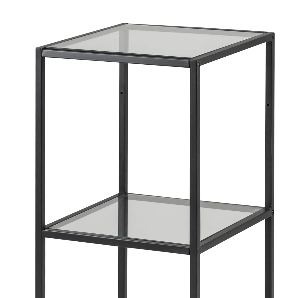 Regał Krapina 82,5 cm czarny ze szklanymi półkami - Image 4