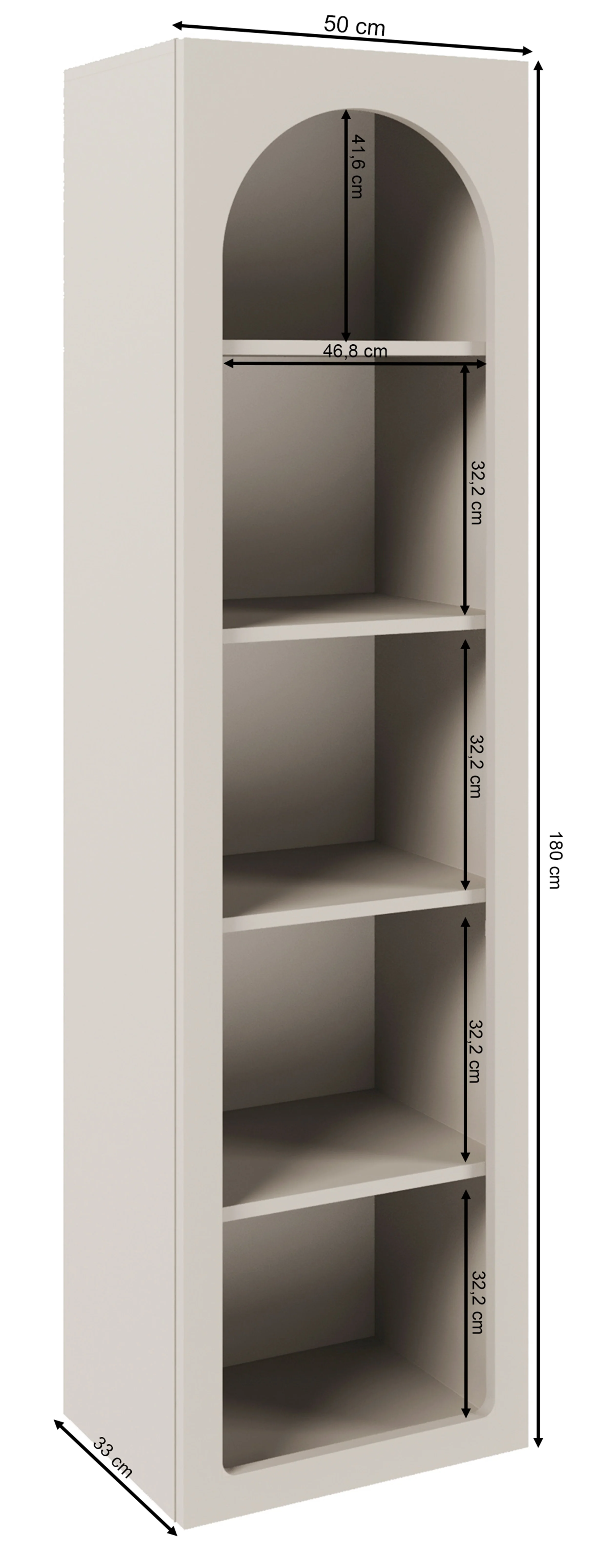 Regał otwarty Arkadia z pięcioma półkami 50 cm kaszmir - Image 8