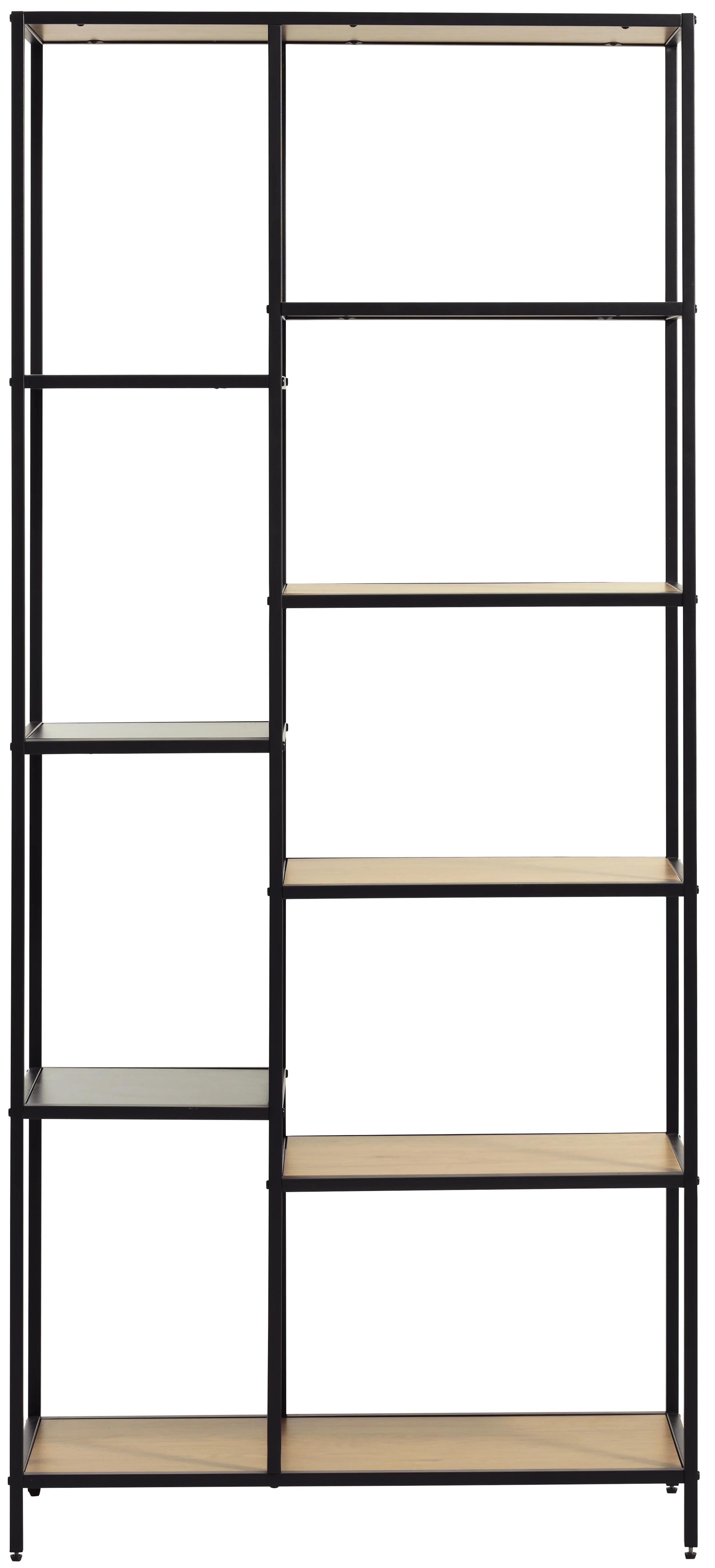 Regał otwarty Koneso 180 cm z dziewięcioma półkami dąb/czarny - Image 3