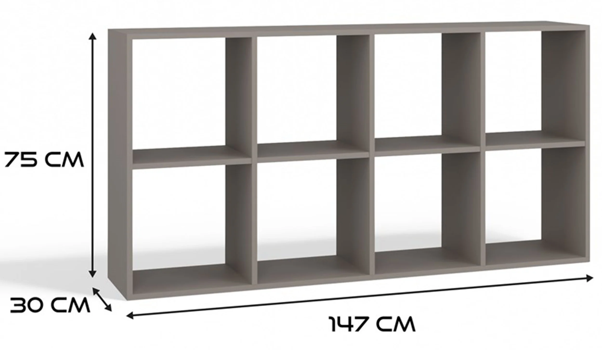 Regał otwarty Malax z ośmioma półkami 147 cm szary - Image 4