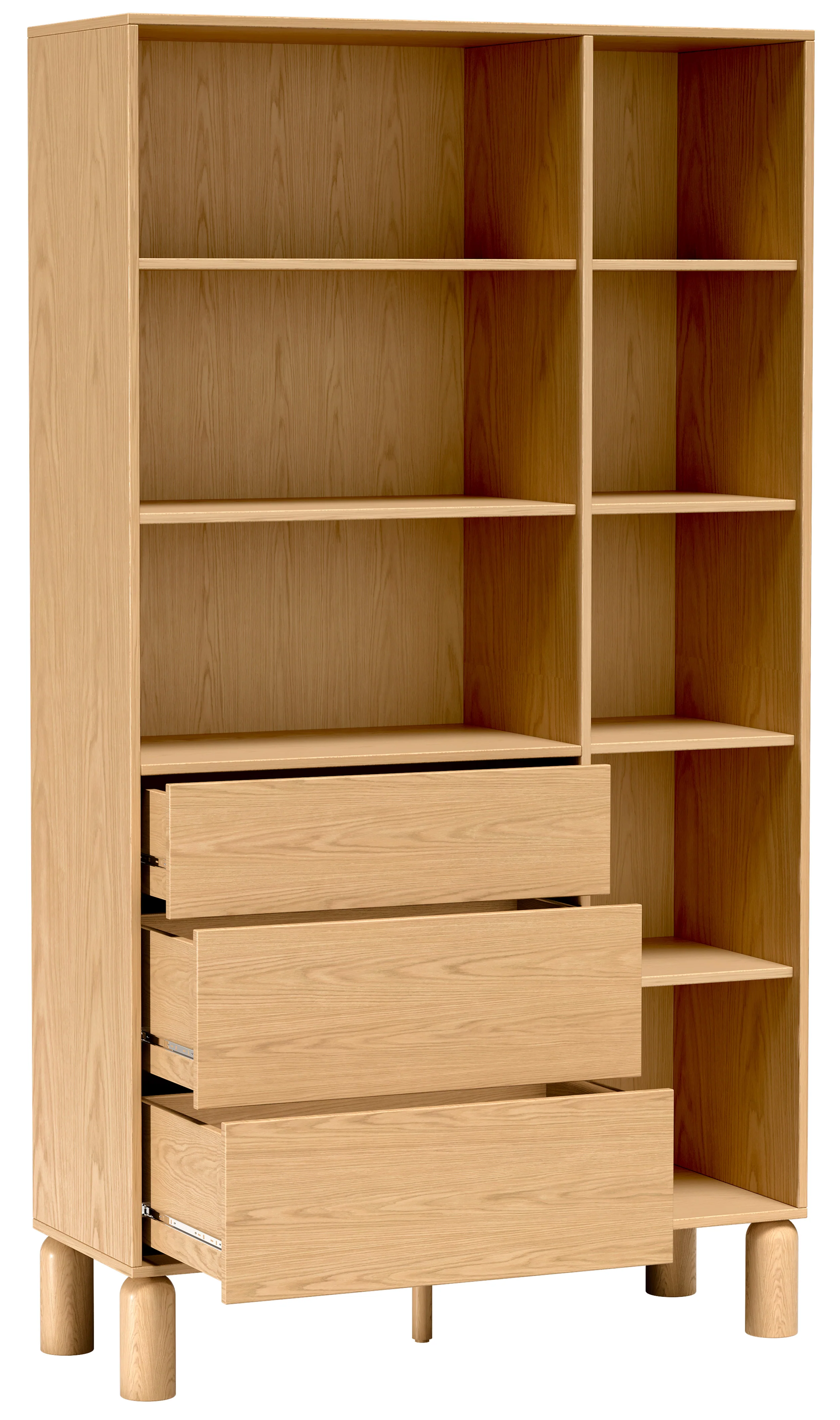 Regał Sanden z trzema szufladami 110 cm dąb bookmatch - Image 15