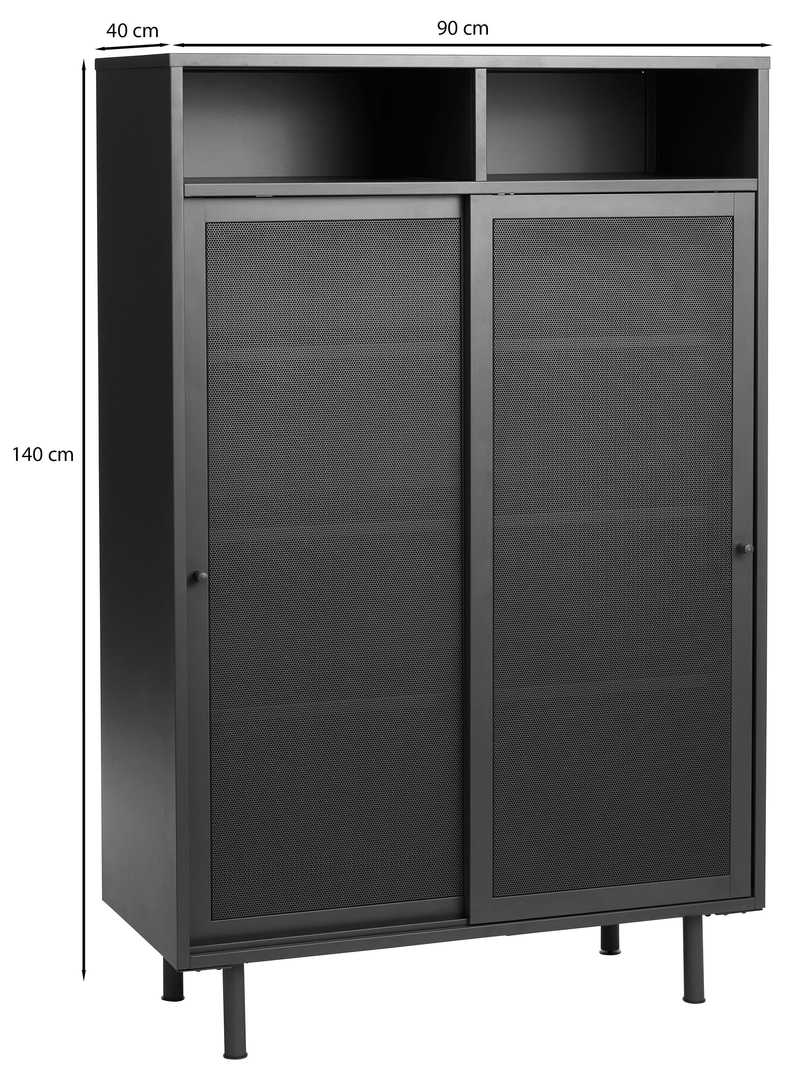 Regał Sonaves 140 cm metalowy z przesuwnymi drzwiami czarny - Image 6