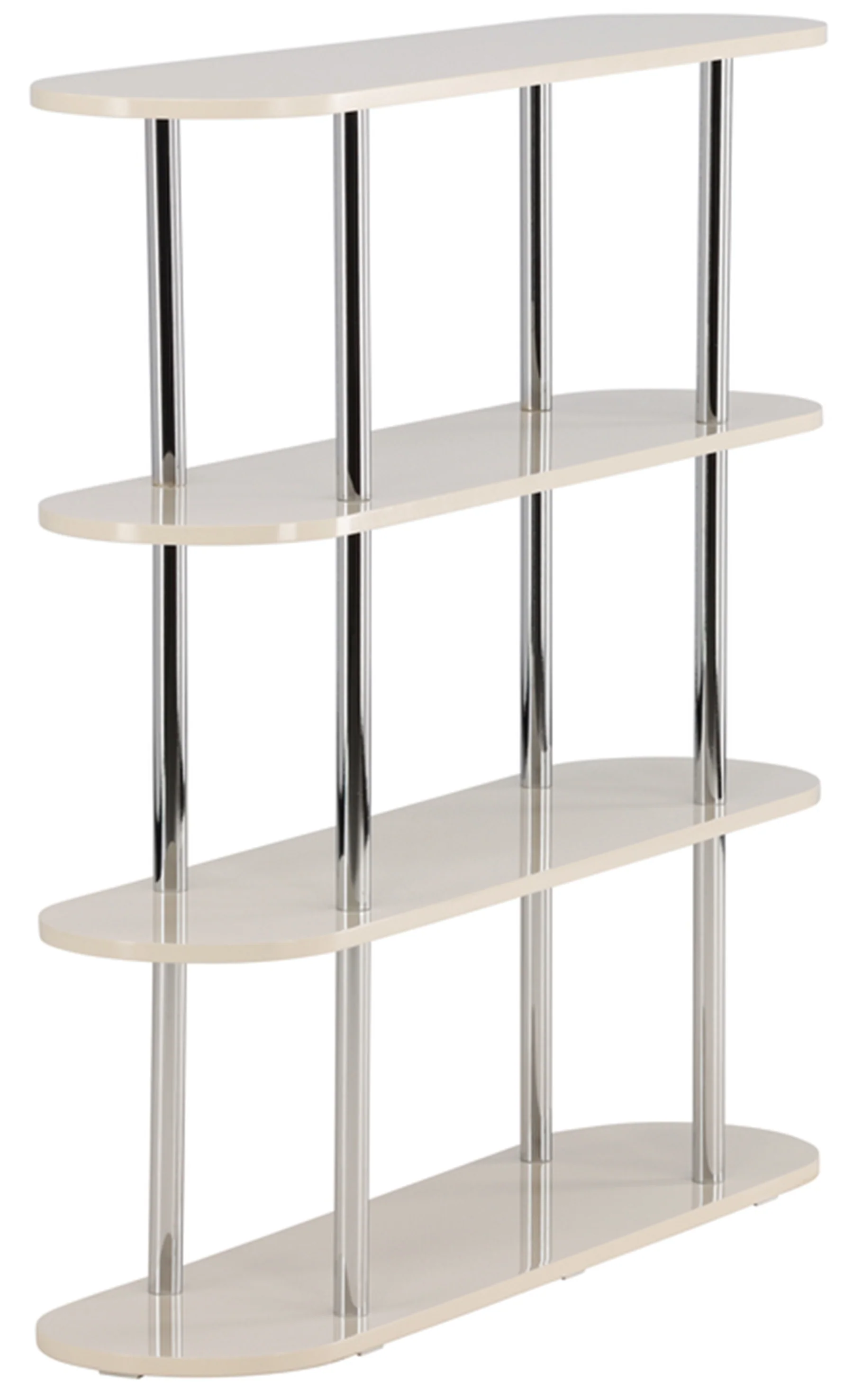 Regał Talren 120 cm z czterema półkami kremowy z chromowaną ramą - Image 7