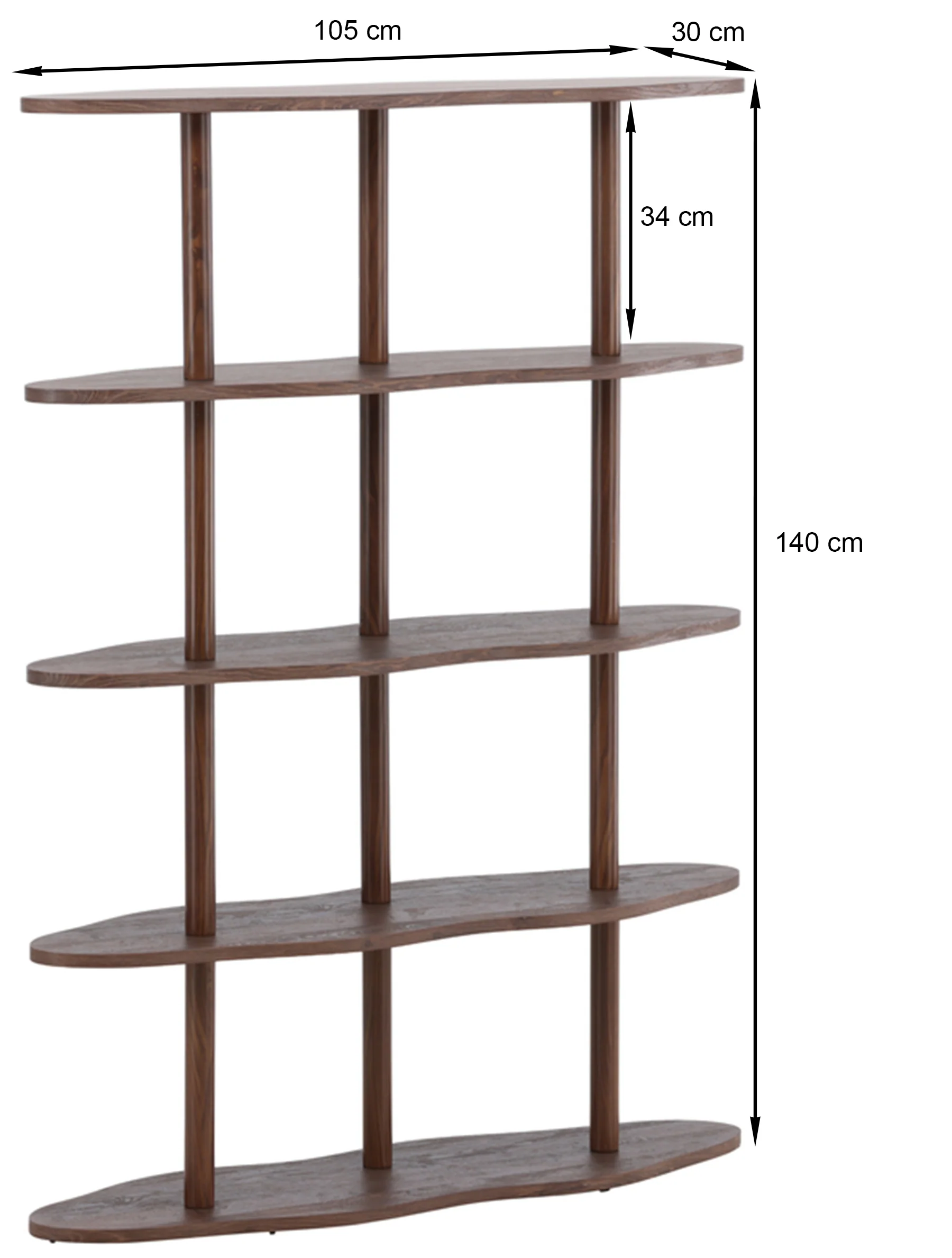 Regał Vorenne 105 cm z czterema półkami orzech - Image 10