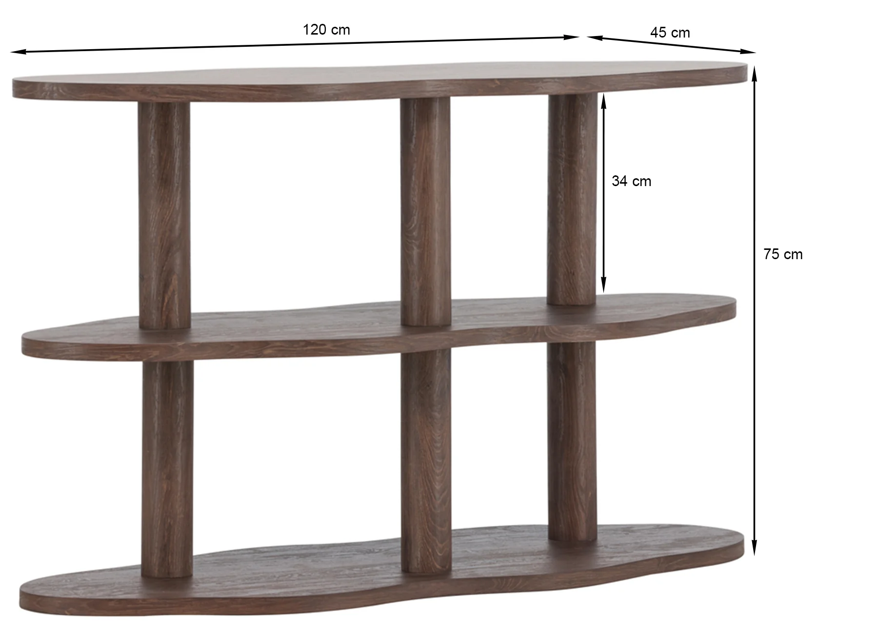 Regał Vorenne 120 cm z dwiema półkami orzech - Image 10