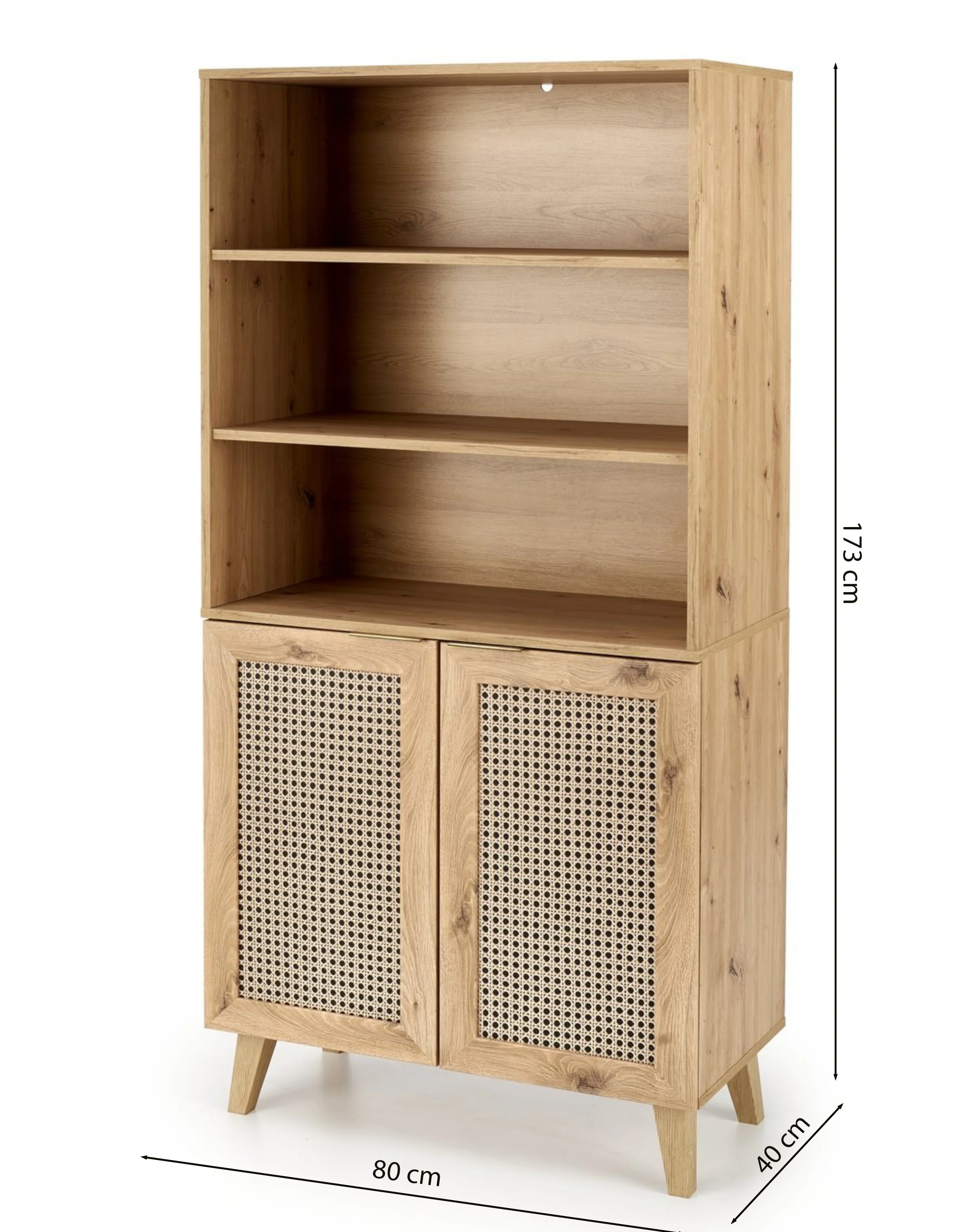Regał z zamykanymi wnękami Trivilla dąb artisan/ plecionka wiedeńska - Image 4