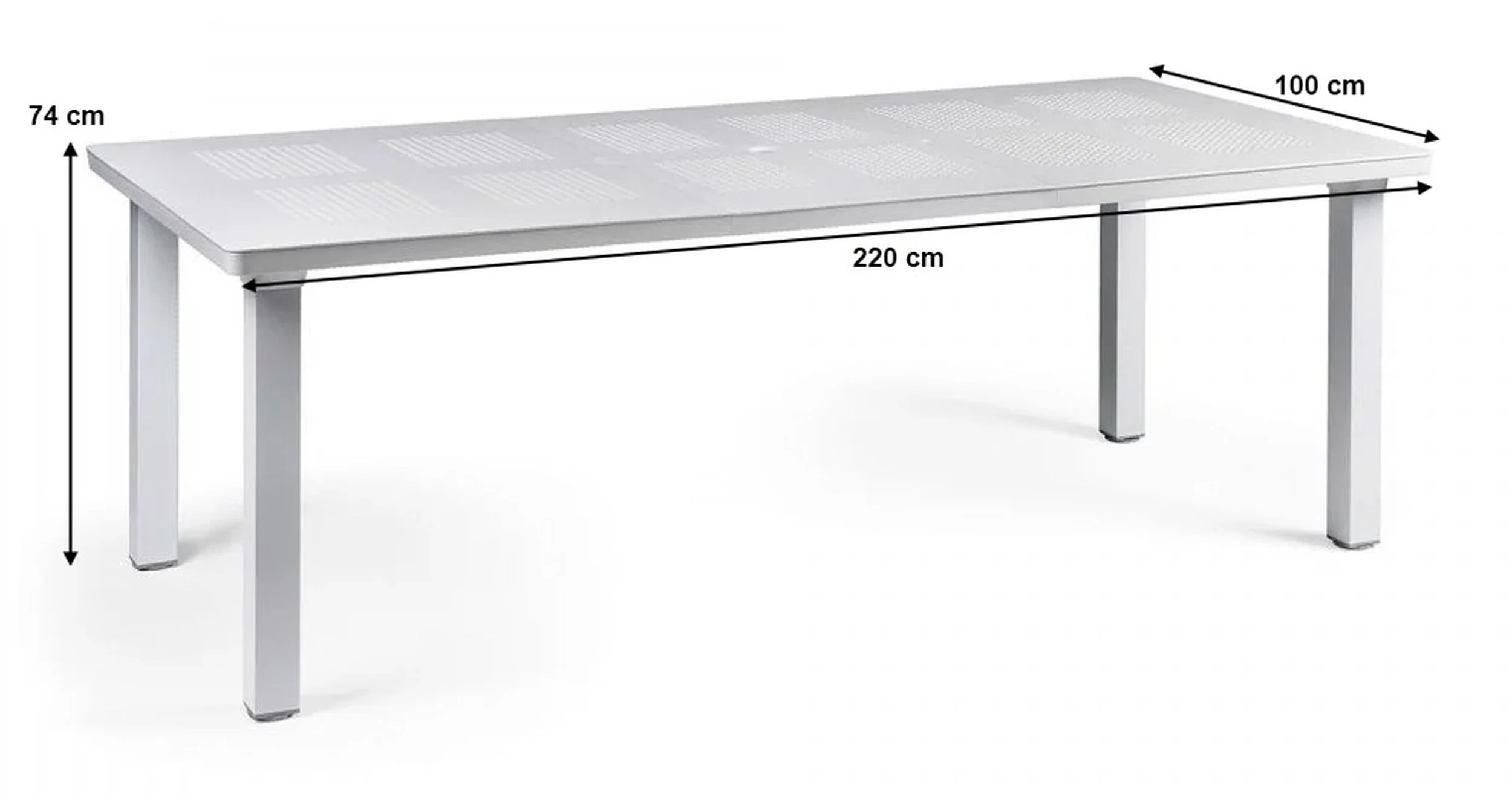 Rozkładany stół ogrodowy Levante Nardi 160-220x100 cm z certyfikowanego tworzywa biały - Image 3
