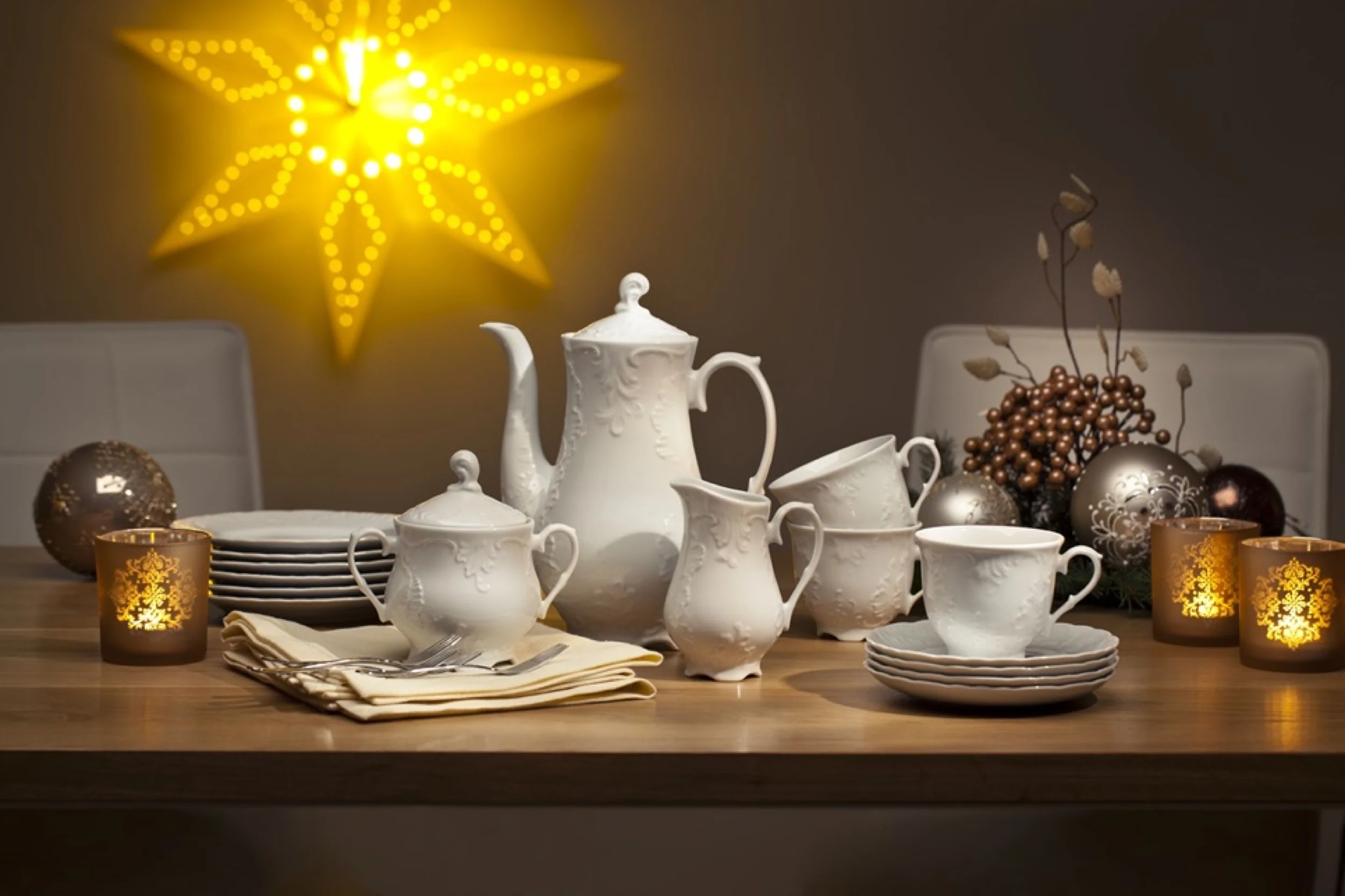 Serwis do kawy porcelanowy dla 6 os. Rococo biały - Image 7